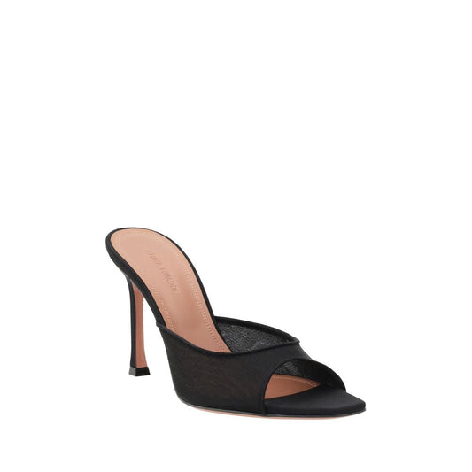 Amina Muaddi Black Nylon Stiletto Heel Sandals Curated Luxury Accessories by Orvyn