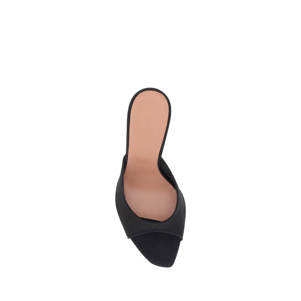Amina Muaddi Black Nylon Stiletto Heel Sandals Curated Luxury Accessories by Orvyn