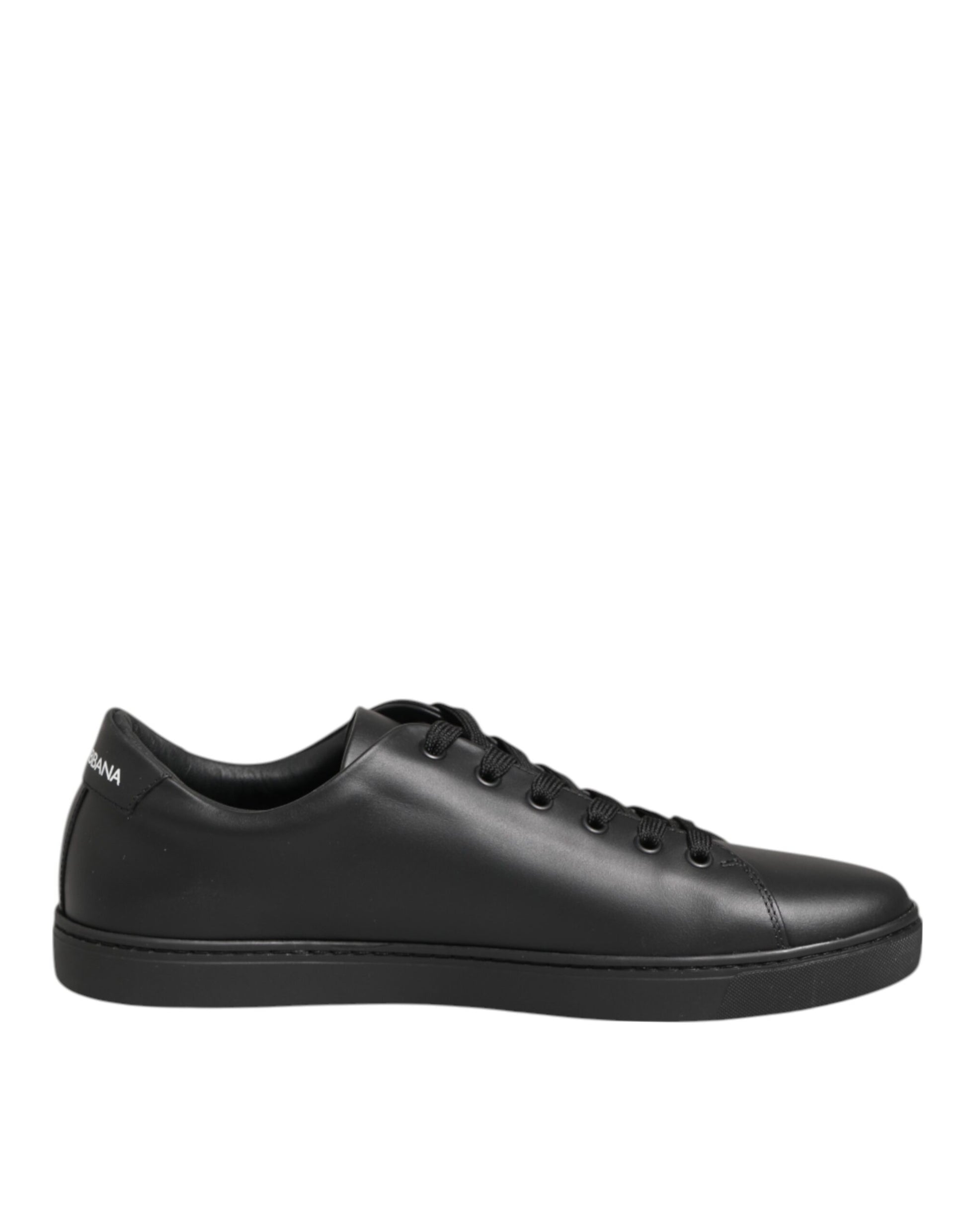 Dolce & Gabbana Black Leather Crystal Heart Sneakers Shoes Curated Luxury Accessories by Orvyn