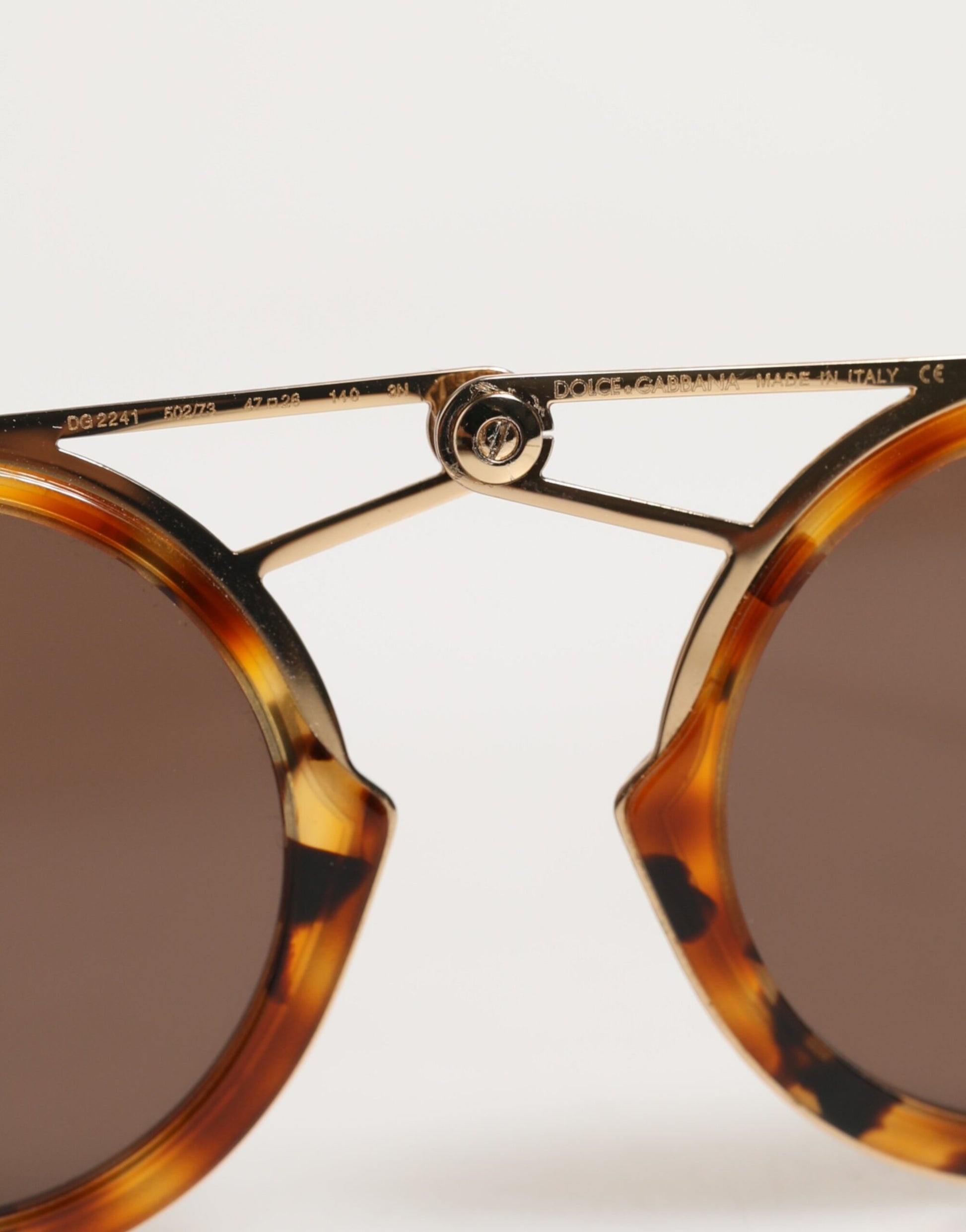 Dolce & Gabbana Gold Havana Frame DG Fatto A Mano Eyewea Sunglasses Curated Luxury Accessories by Orvyn