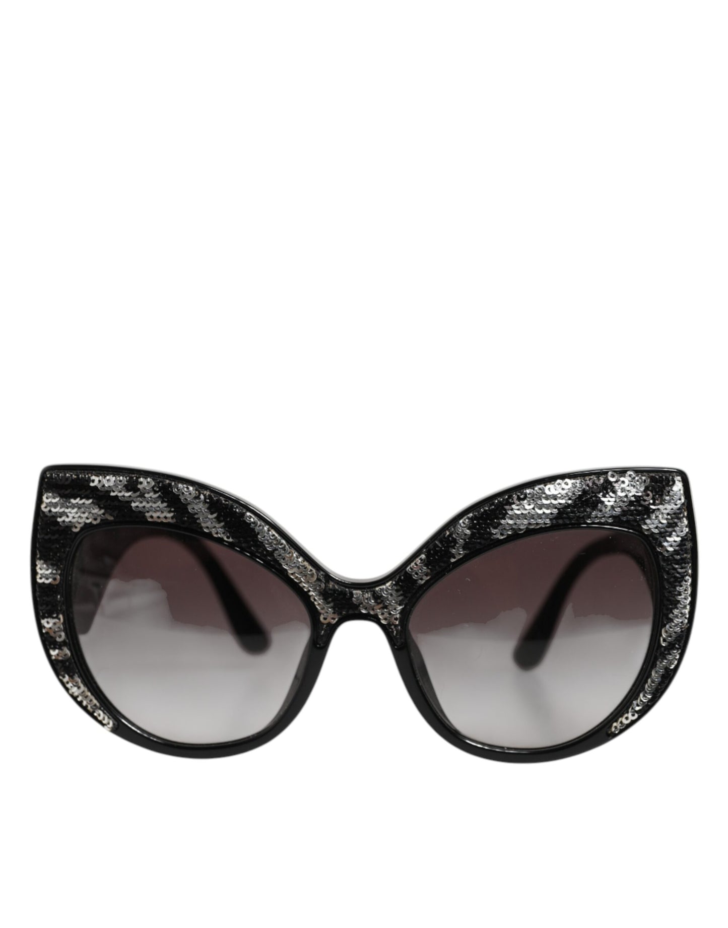 Dolce & Gabbana Black Silver Sequin Butterfly Polarized Sunglasses Curated Luxury Accessories by Orvyn