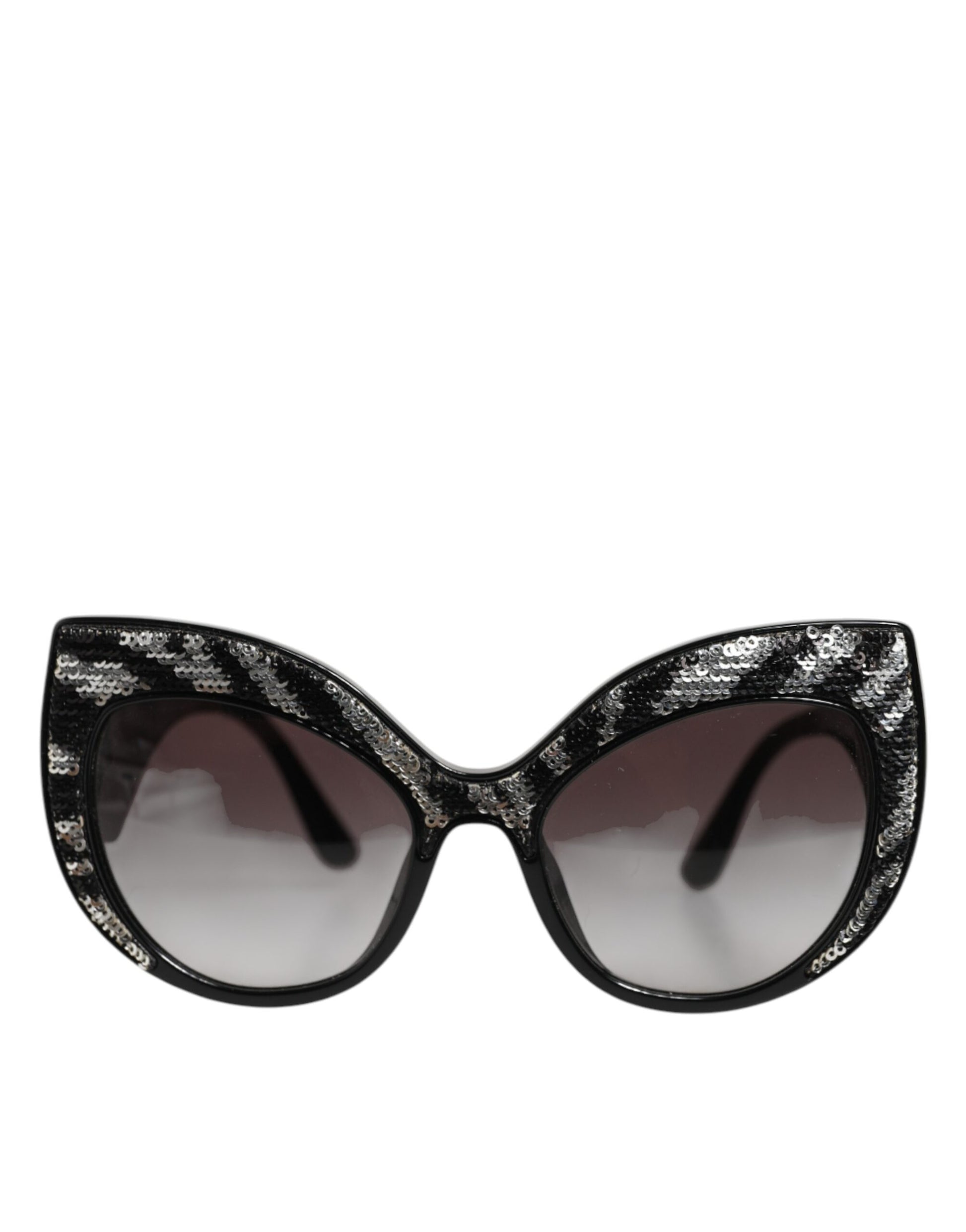 Dolce & Gabbana Black Silver Sequin Butterfly Polarized Sunglasses Curated Luxury Accessories by Orvyn