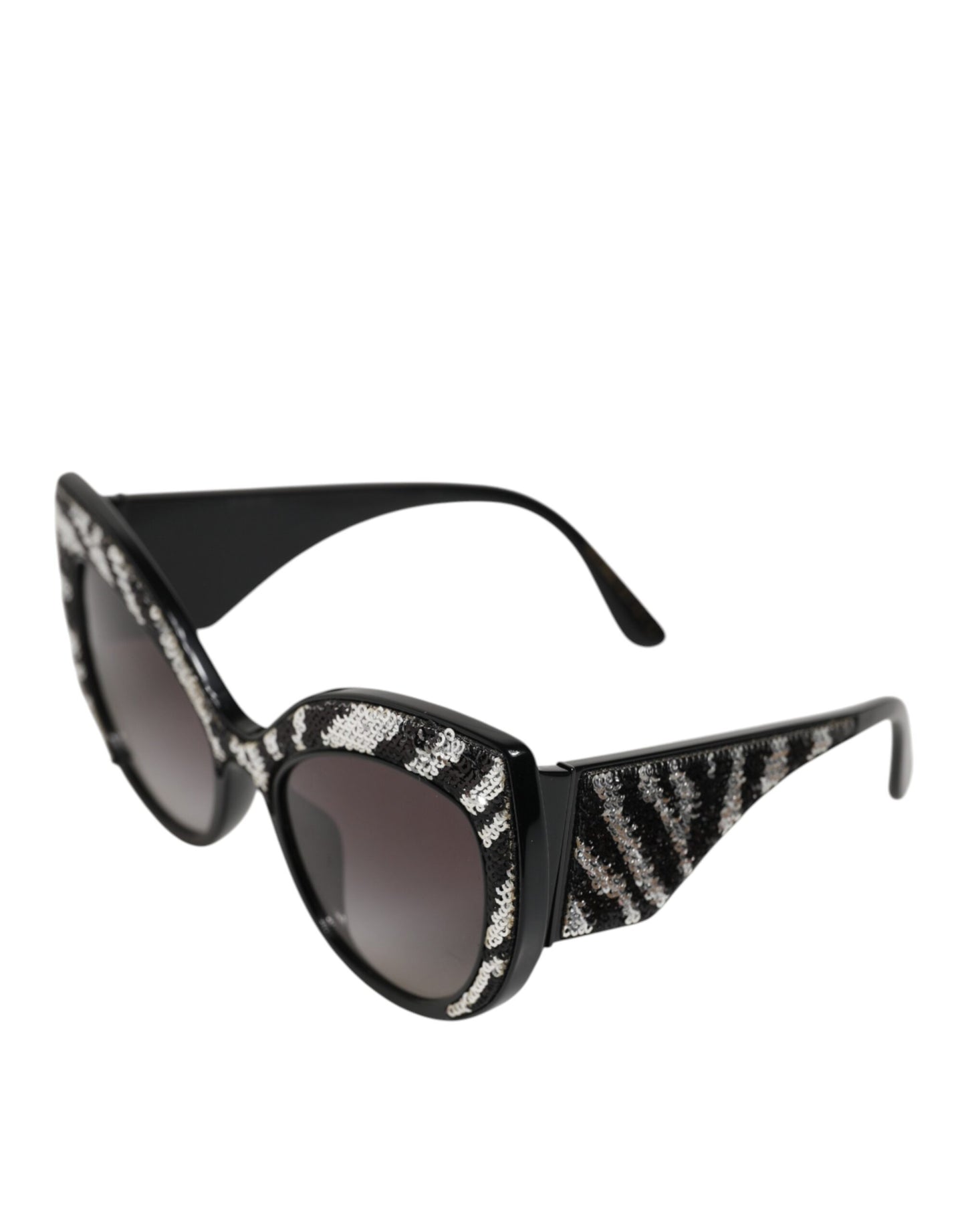 Dolce & Gabbana Black Silver Sequin Butterfly Polarized Sunglasses Curated Luxury Accessories by Orvyn