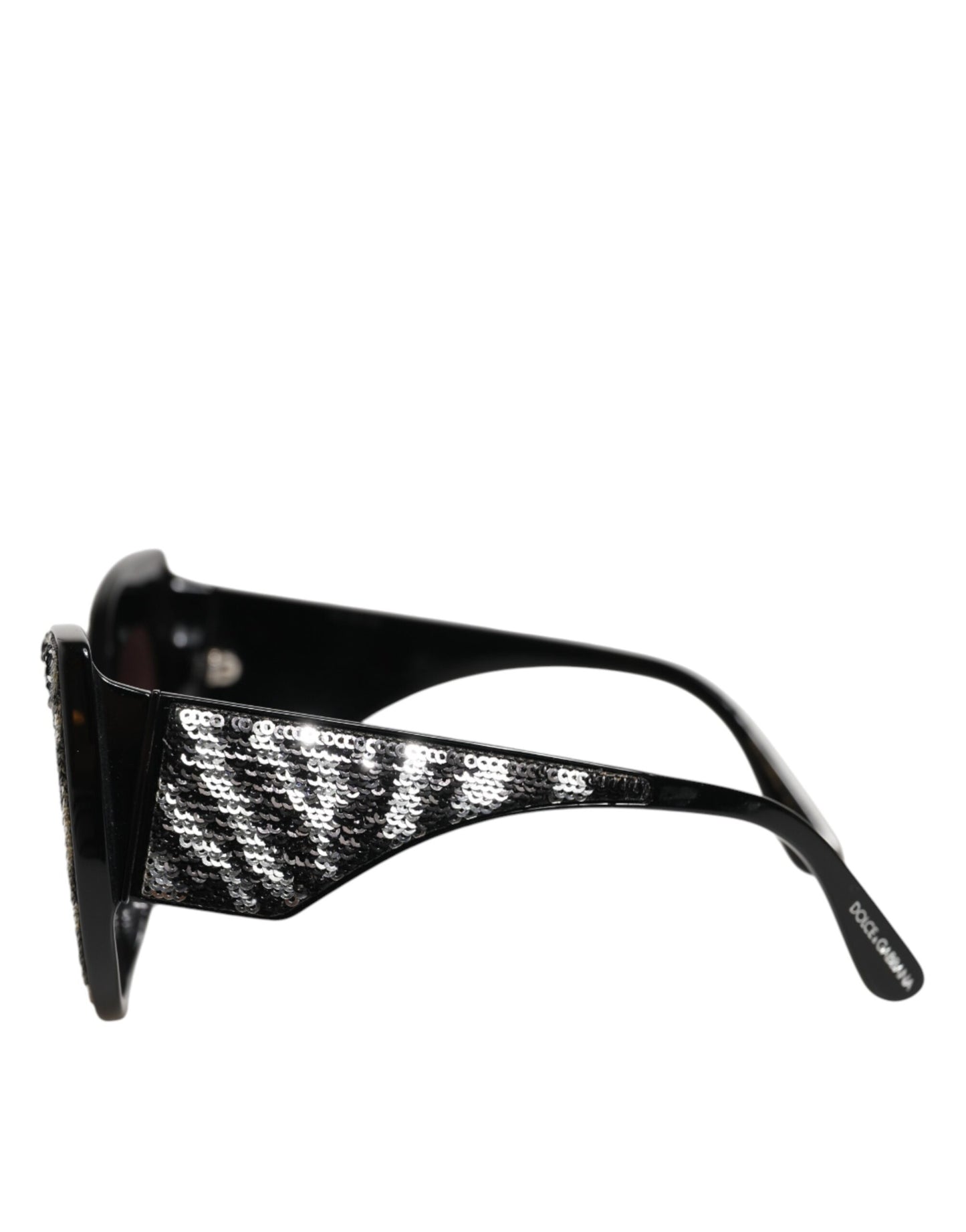 Dolce & Gabbana Black Silver Sequin Butterfly Polarized Sunglasses Curated Luxury Accessories by Orvyn