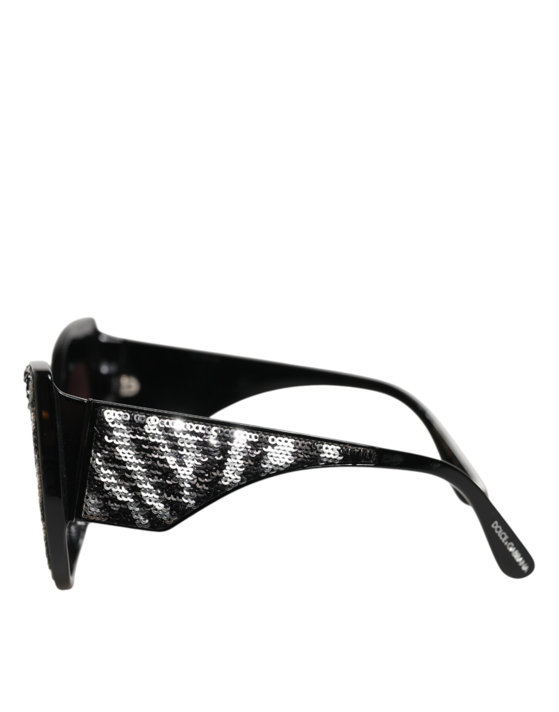 Dolce & Gabbana Black Silver Sequin Butterfly Polarized Sunglasses Curated Luxury Accessories by Orvyn