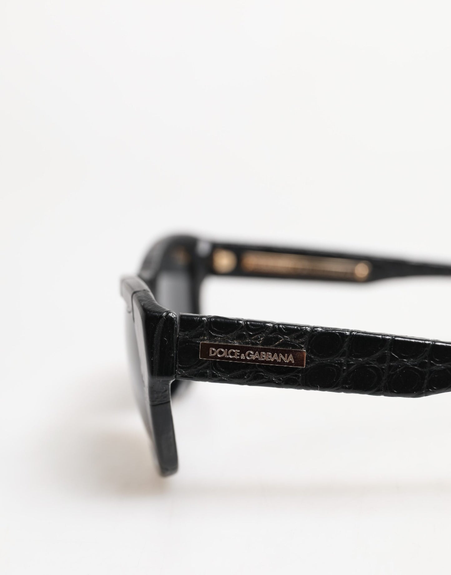 Dolce & Gabbana DG4177 Black Leather Frame Tinted Lens Sunglasses Curated Luxury Accessories by Orvyn
