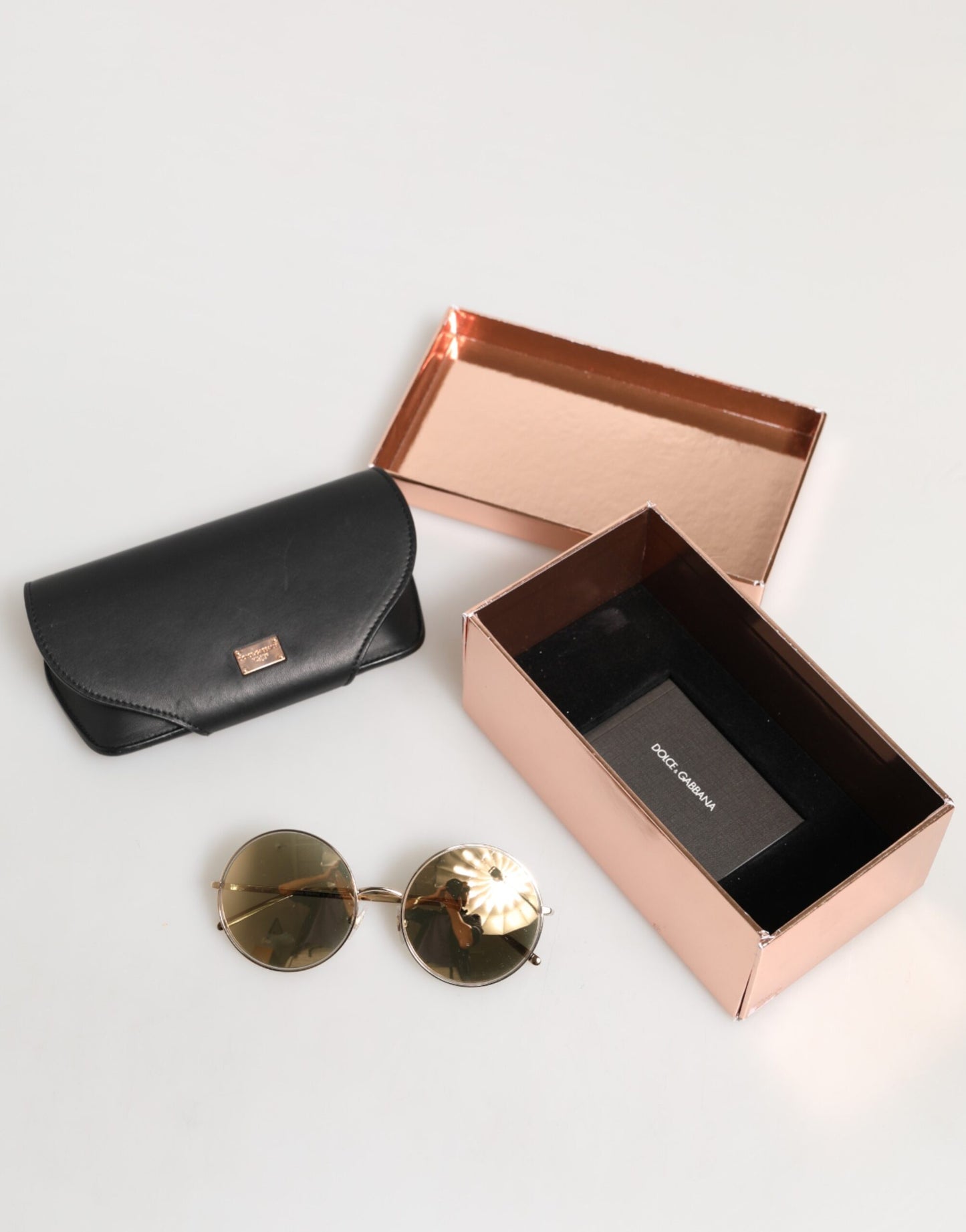 Dolce & Gabbana Gold Metal Round Shades Eyewear Sunglasses Curated Luxury Accessories by Orvyn