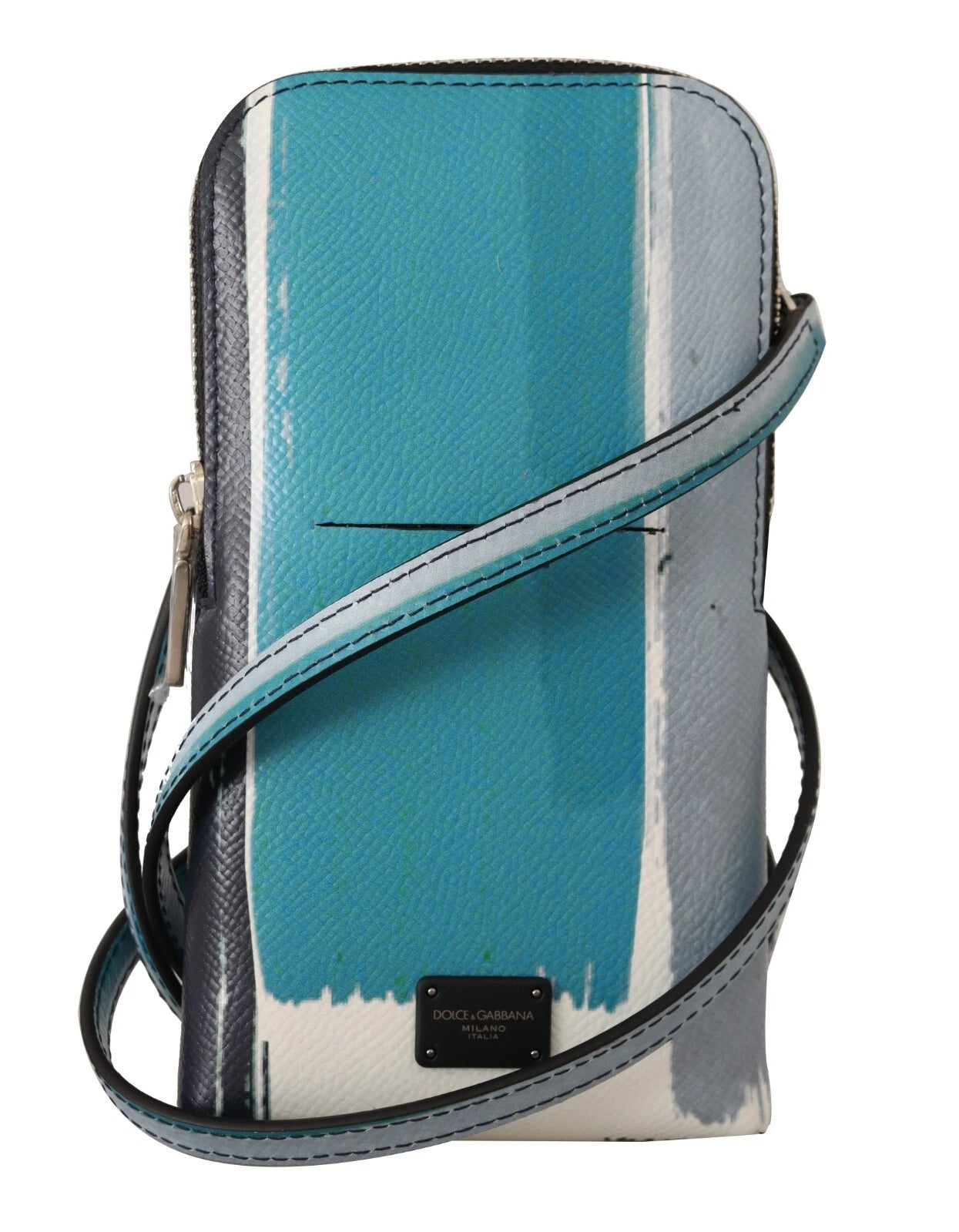 Dolce & Gabbana Blue Leather Cross Body Neck Strap Card Slot Phone Pocket Curated Luxury Accessories by Orvyn