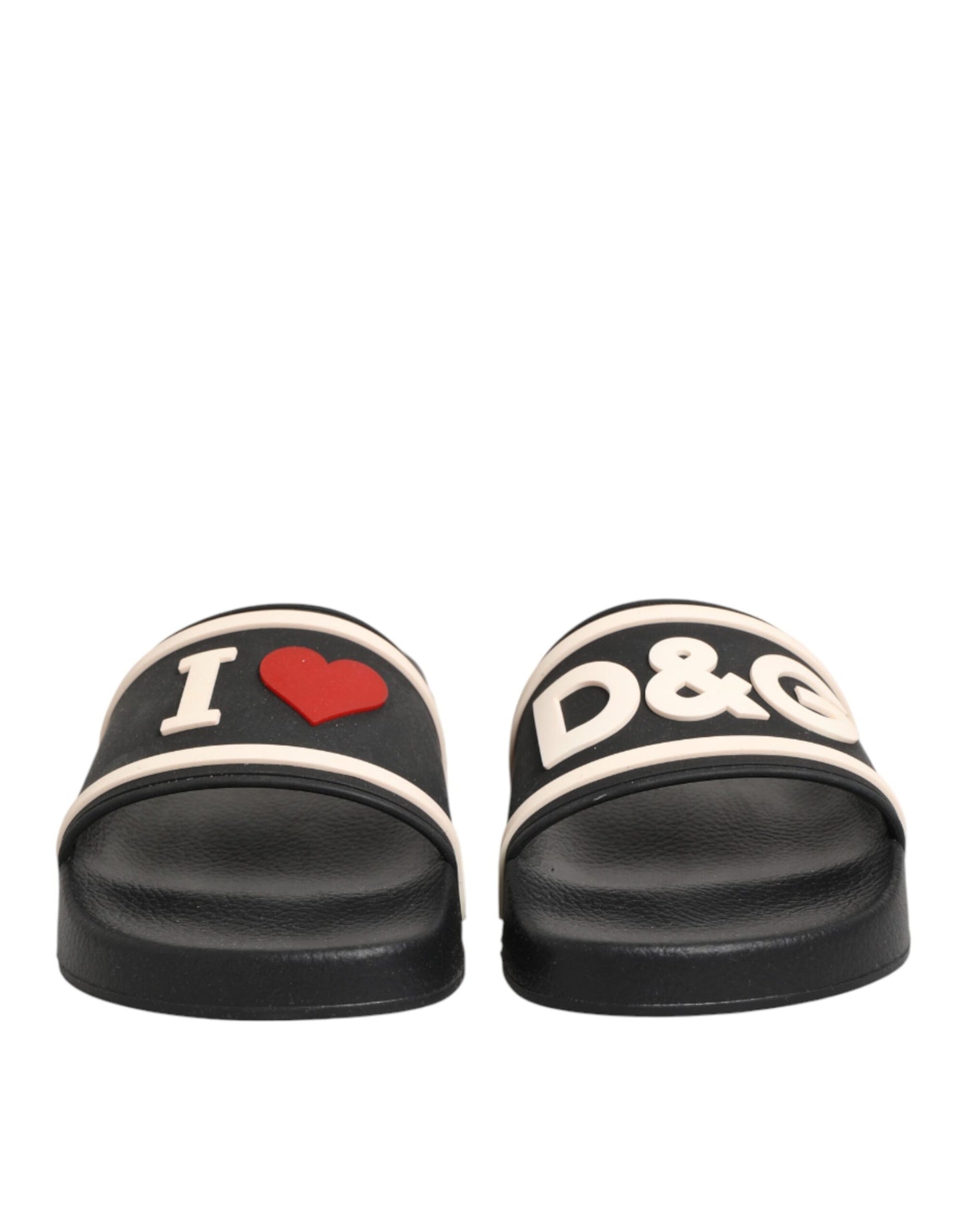 Dolce & Gabbana Black Rubber Slides Sandals Beachwear Shoes Curated Luxury Accessories by Orvyn