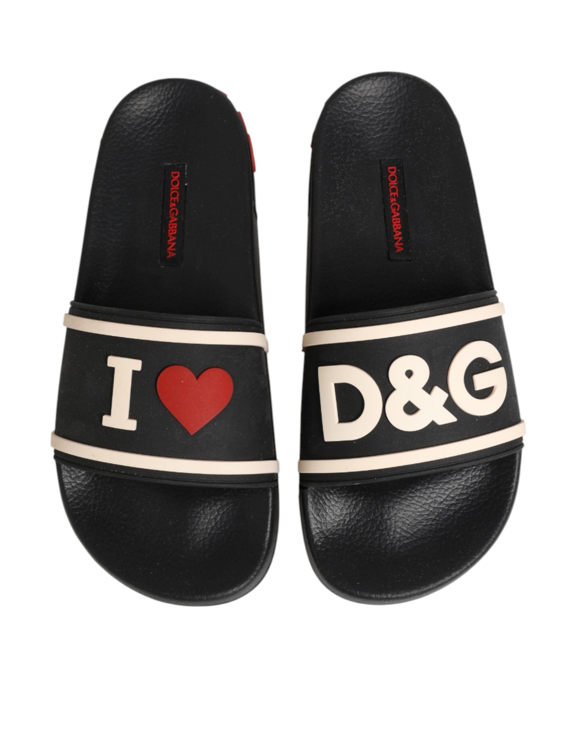 Dolce & Gabbana Black Rubber Slides Sandals Beachwear Shoes Curated Luxury Accessories by Orvyn