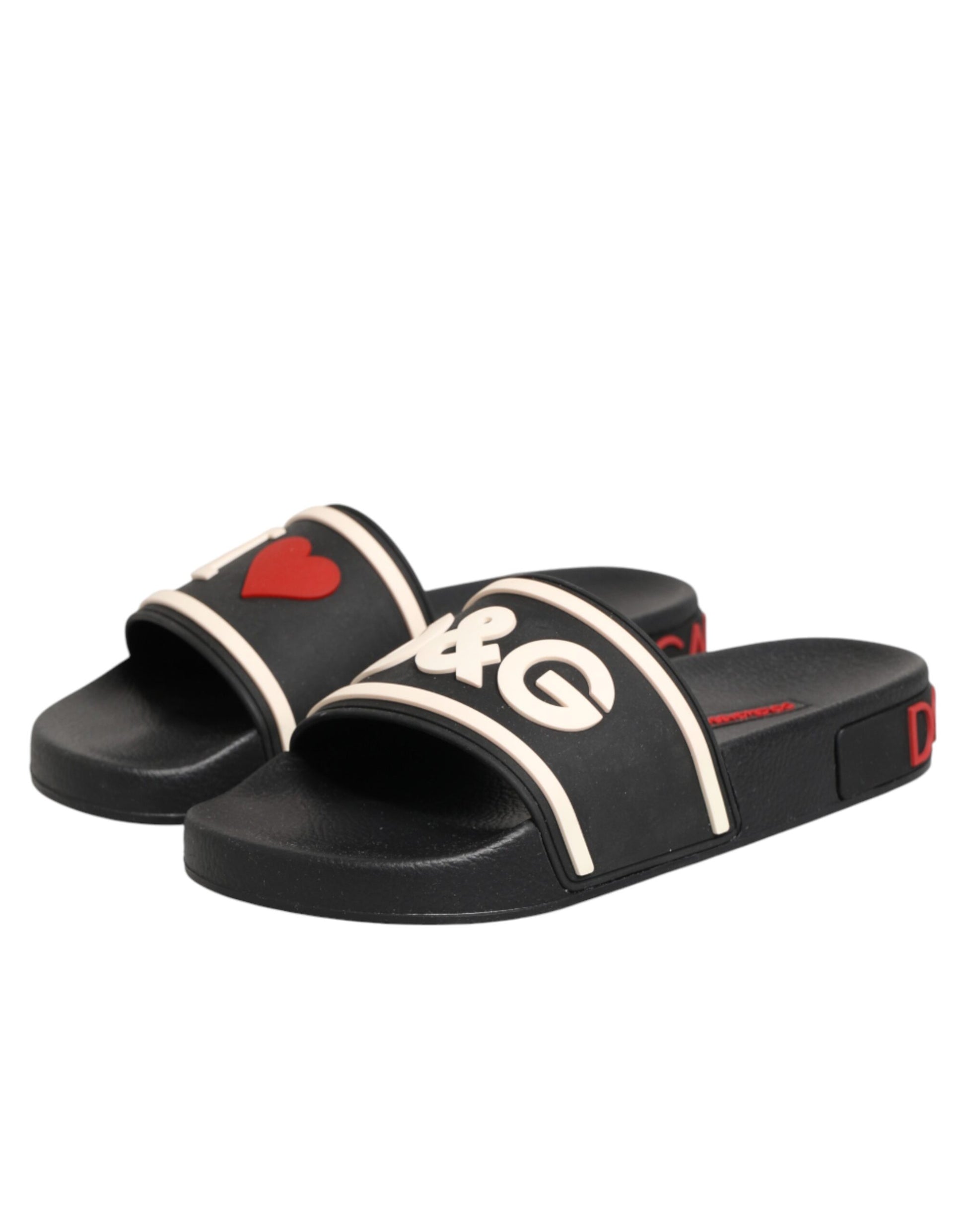 Dolce & Gabbana Black Rubber Slides Sandals Beachwear Shoes Curated Luxury Accessories by Orvyn