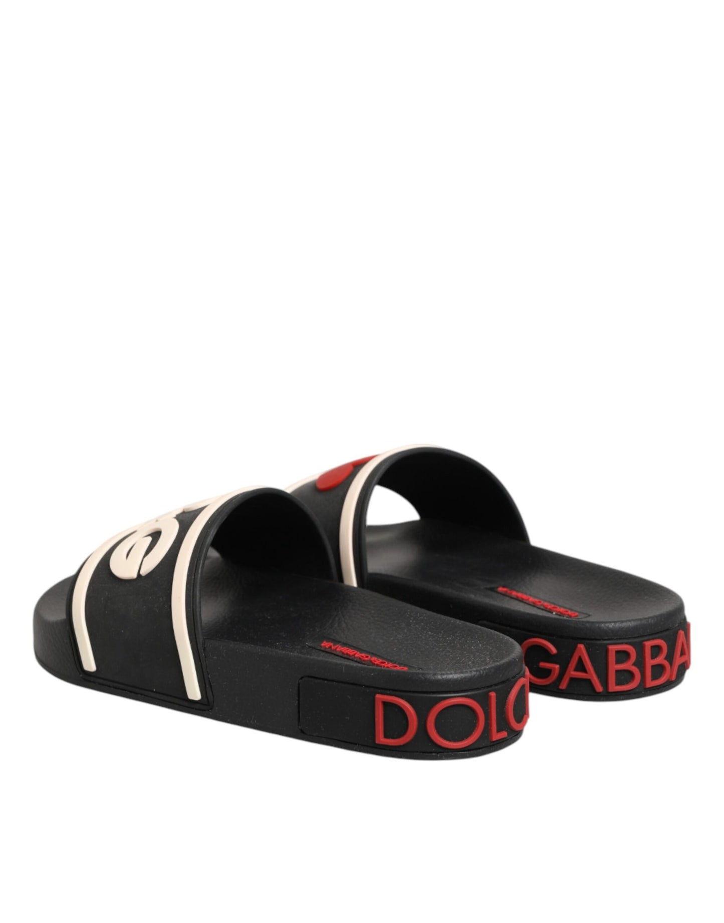 Dolce & Gabbana Black Rubber Slides Sandals Beachwear Shoes Curated Luxury Accessories by Orvyn