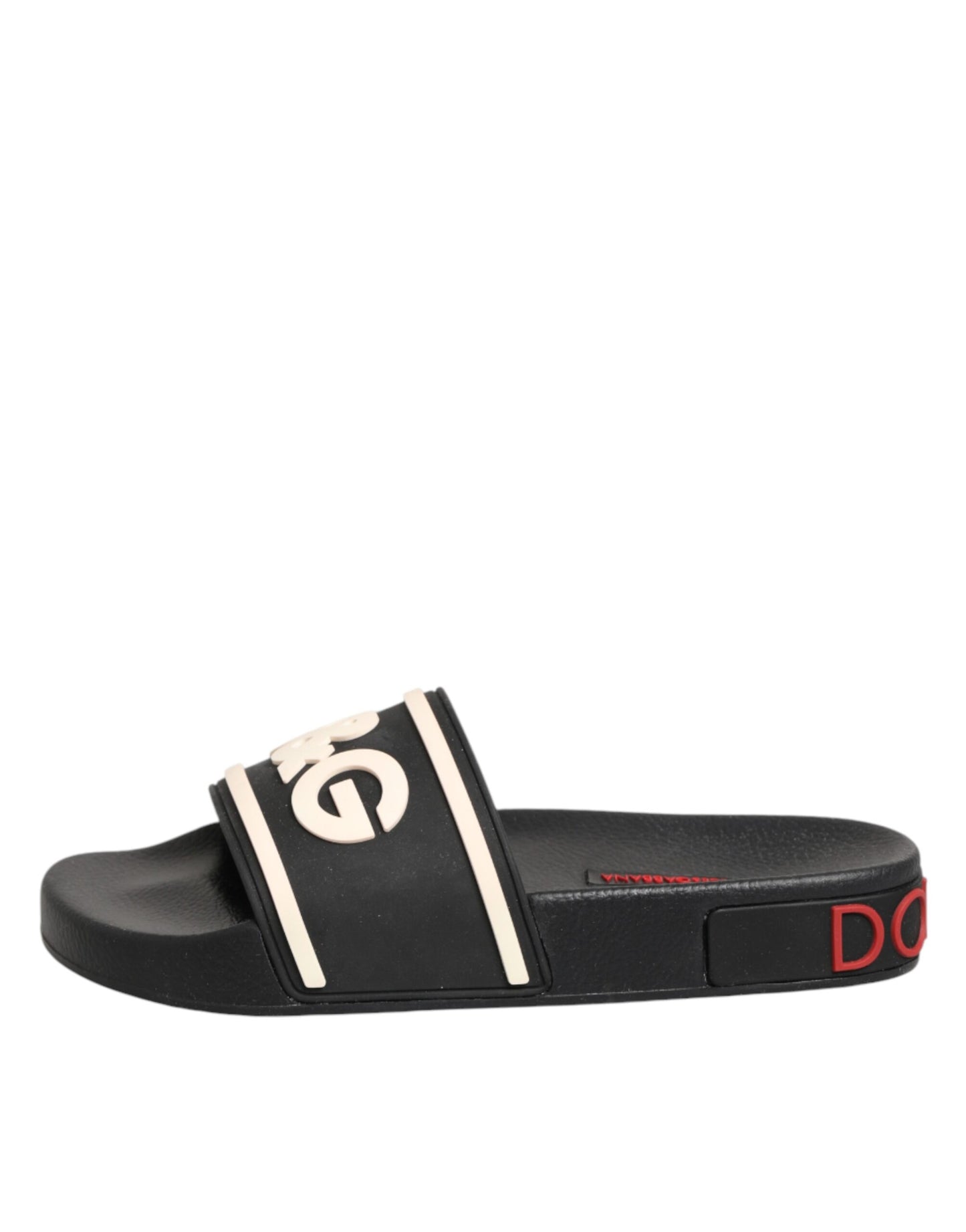 Dolce & Gabbana Black Rubber Slides Sandals Beachwear Shoes Curated Luxury Accessories by Orvyn