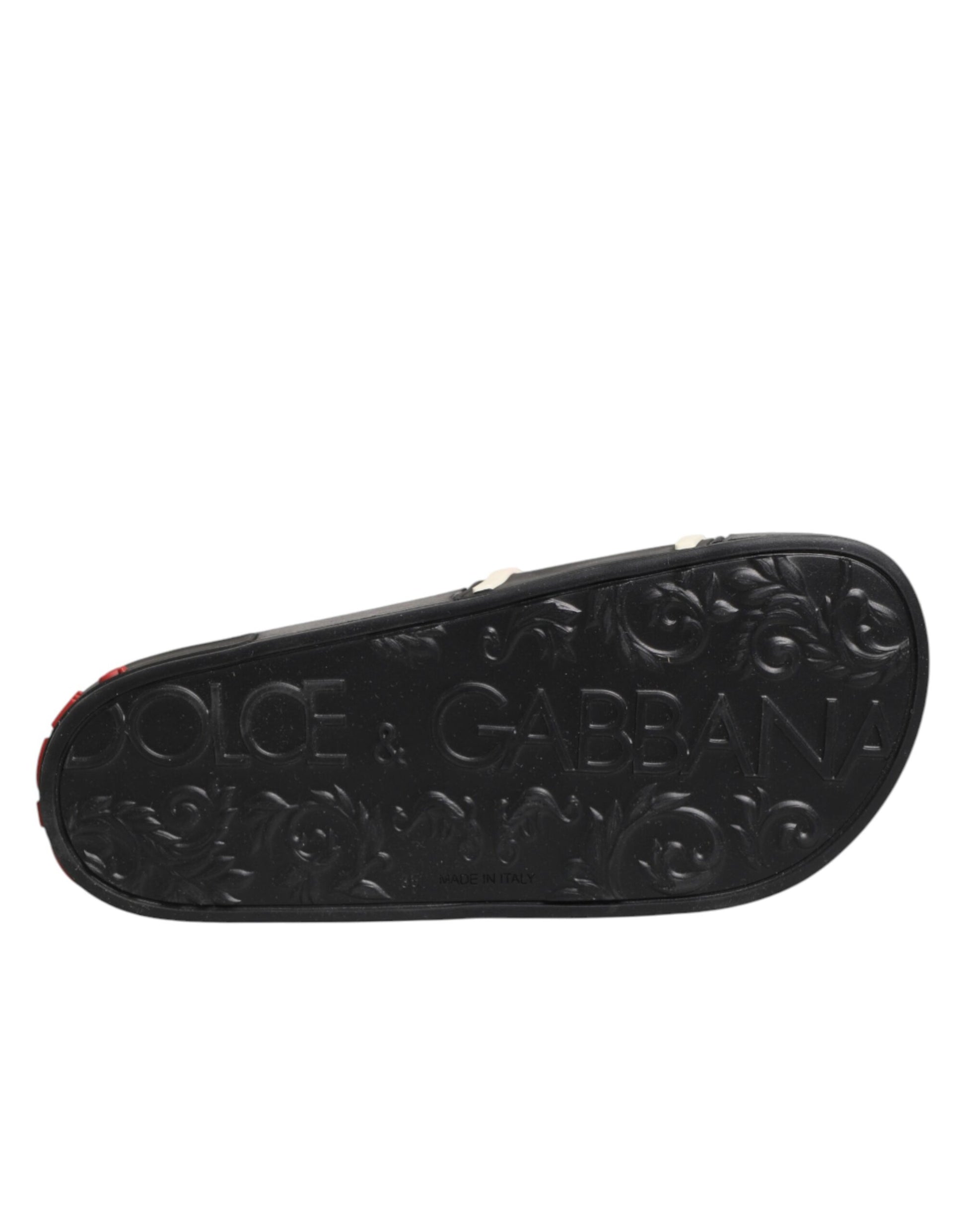 Dolce & Gabbana Black Rubber Slides Sandals Beachwear Shoes Curated Luxury Accessories by Orvyn