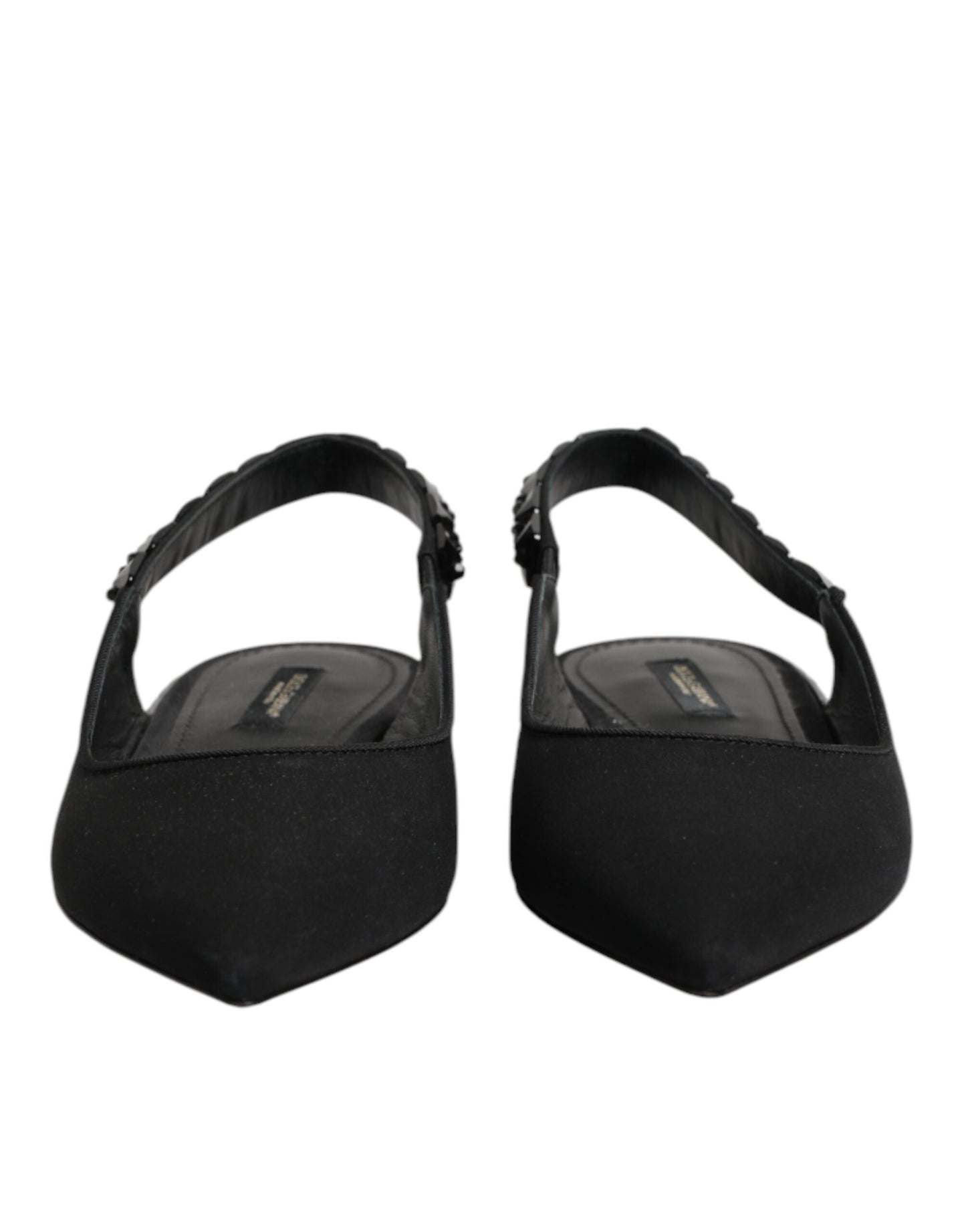 Dolce & Gabbana Black Crystal Charmeuse Slingback Shoes Curated Luxury Accessories by Orvyn