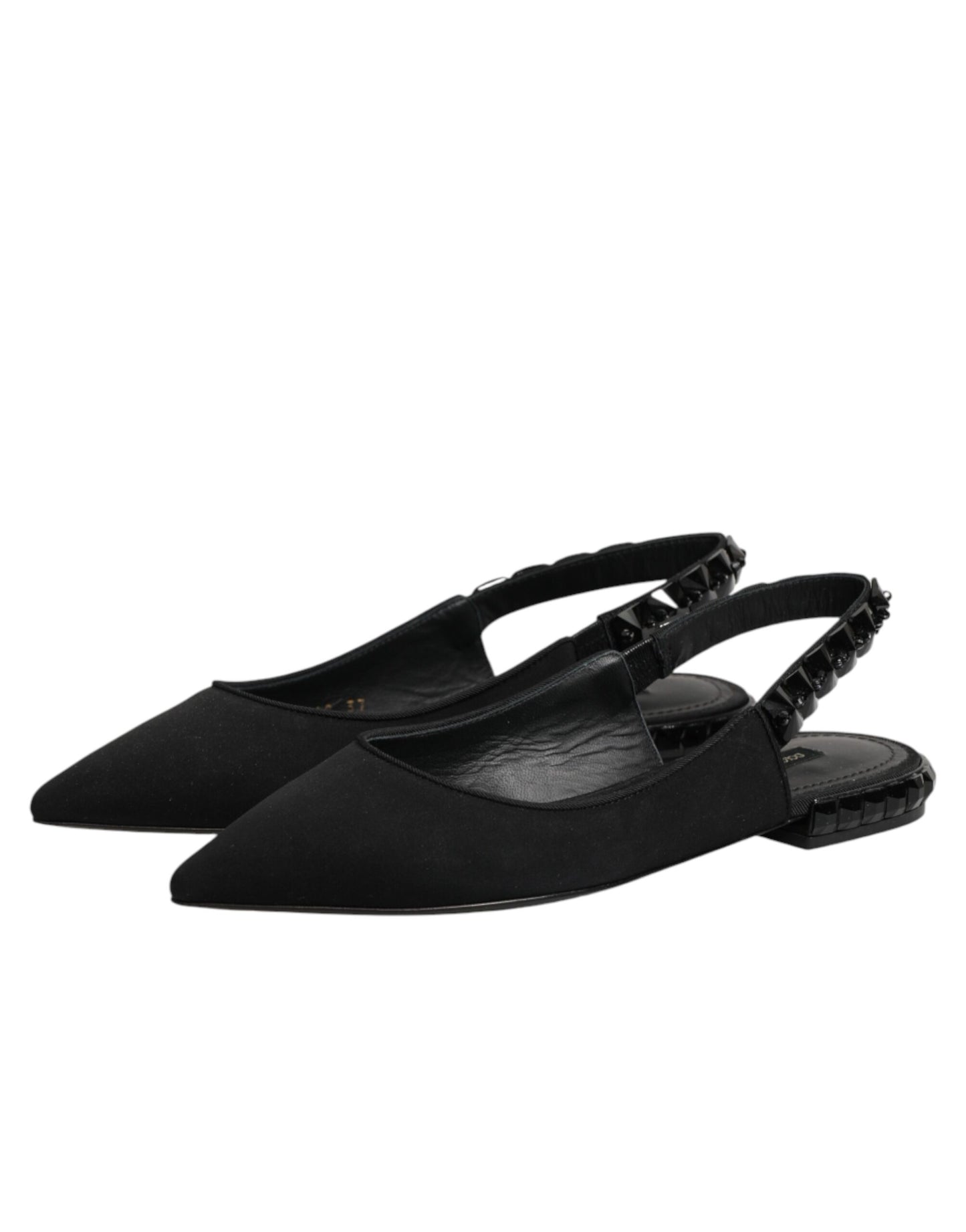 Dolce & Gabbana Black Crystal Charmeuse Slingback Shoes Curated Luxury Accessories by Orvyn