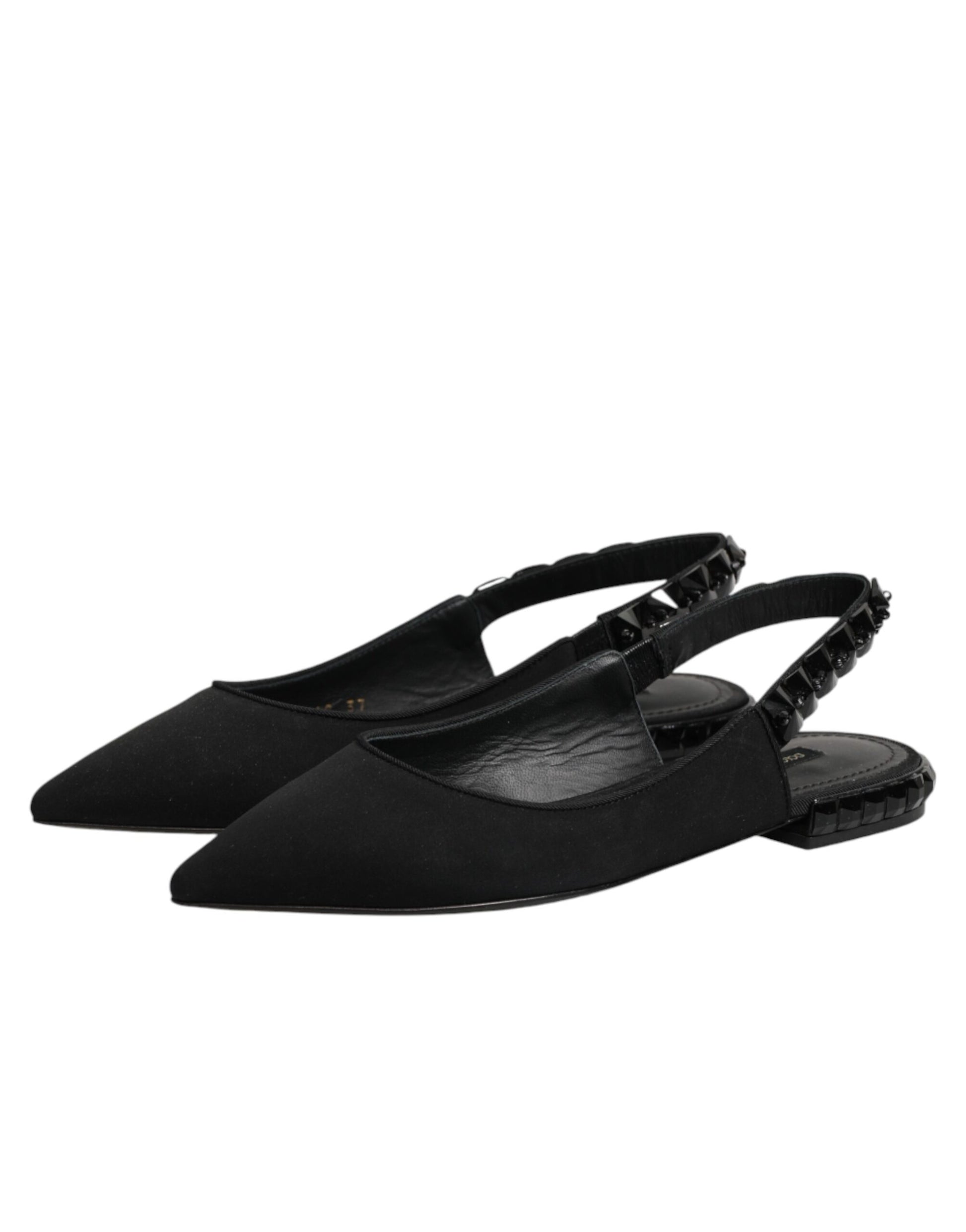 Dolce & Gabbana Black Crystal Charmeuse Slingback Shoes Curated Luxury Accessories by Orvyn