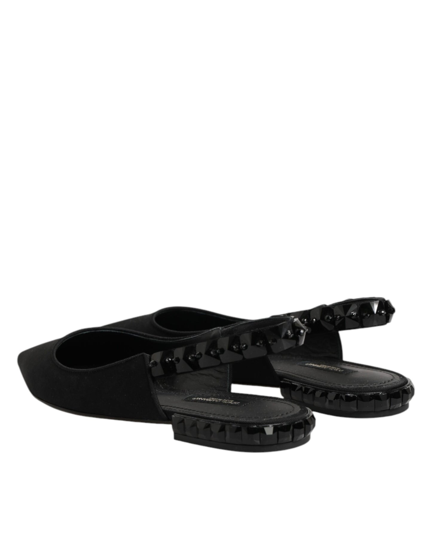 Dolce & Gabbana Black Crystal Charmeuse Slingback Shoes Curated Luxury Accessories by Orvyn