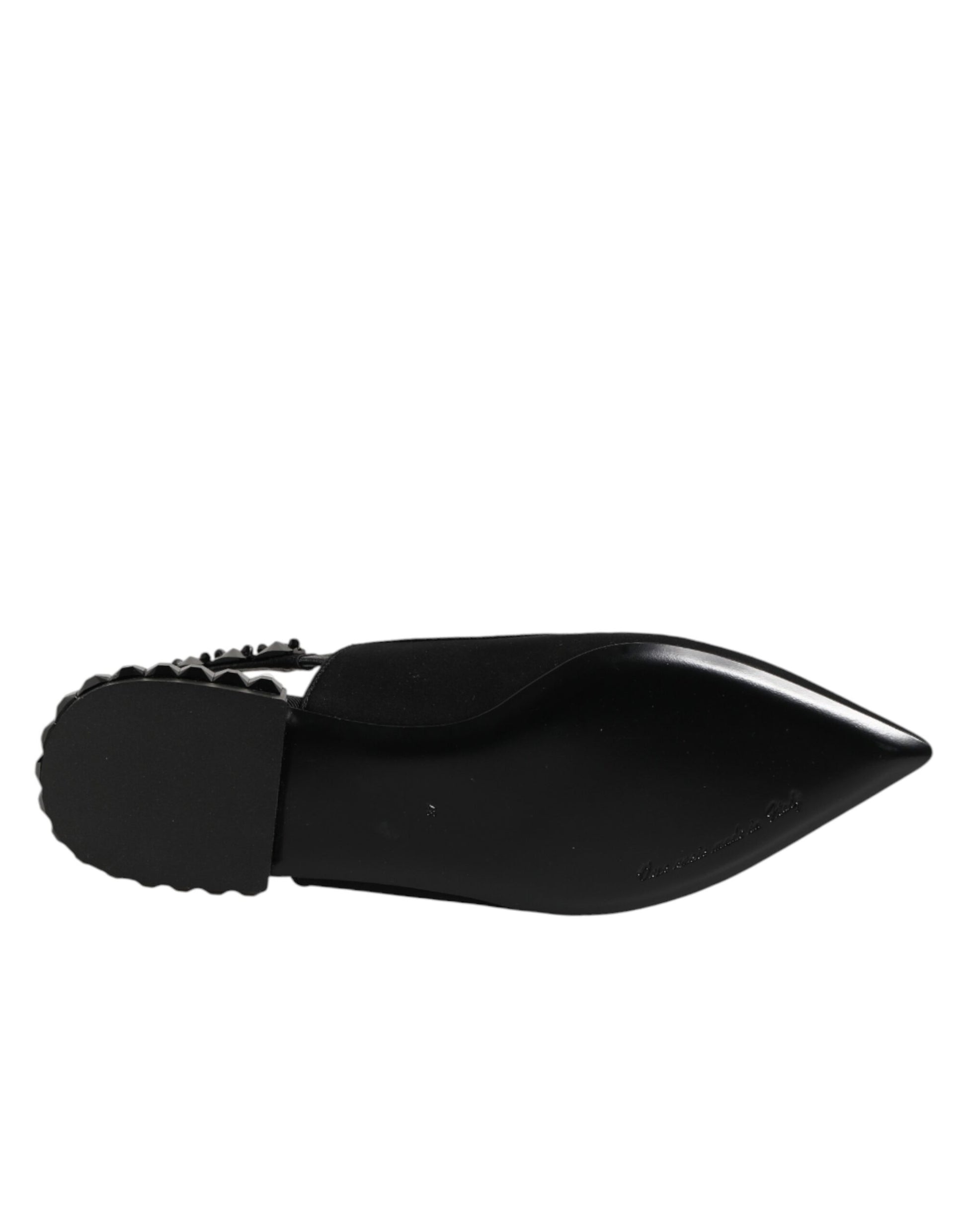 Dolce & Gabbana Black Crystal Charmeuse Slingback Shoes Curated Luxury Accessories by Orvyn