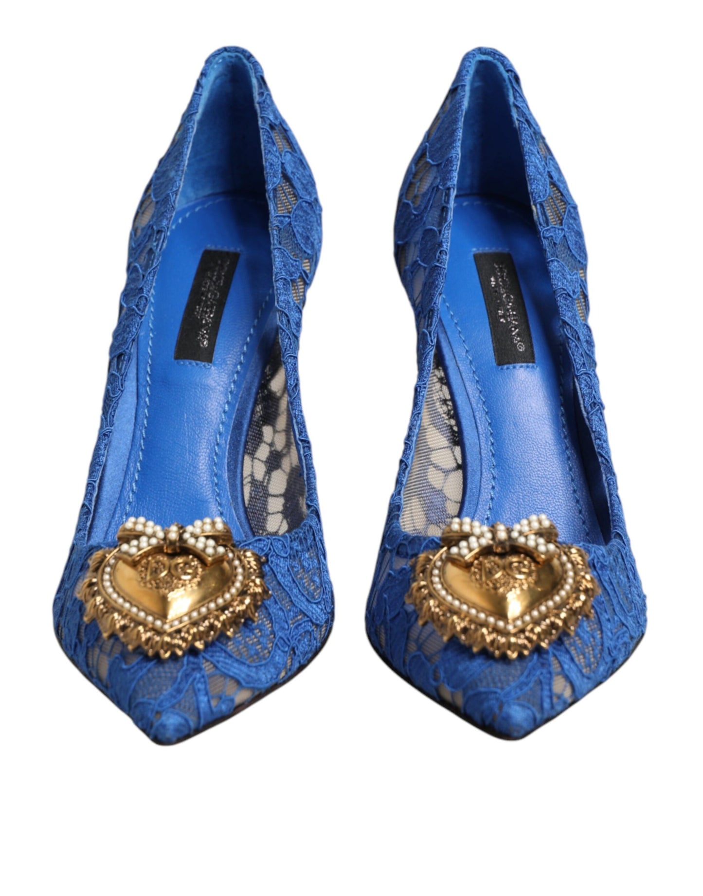 Dolce & Gabbana Blue Taormina Lace DEVOTION Pumps Shoes \ Curated Luxury Accessories by Orvyn