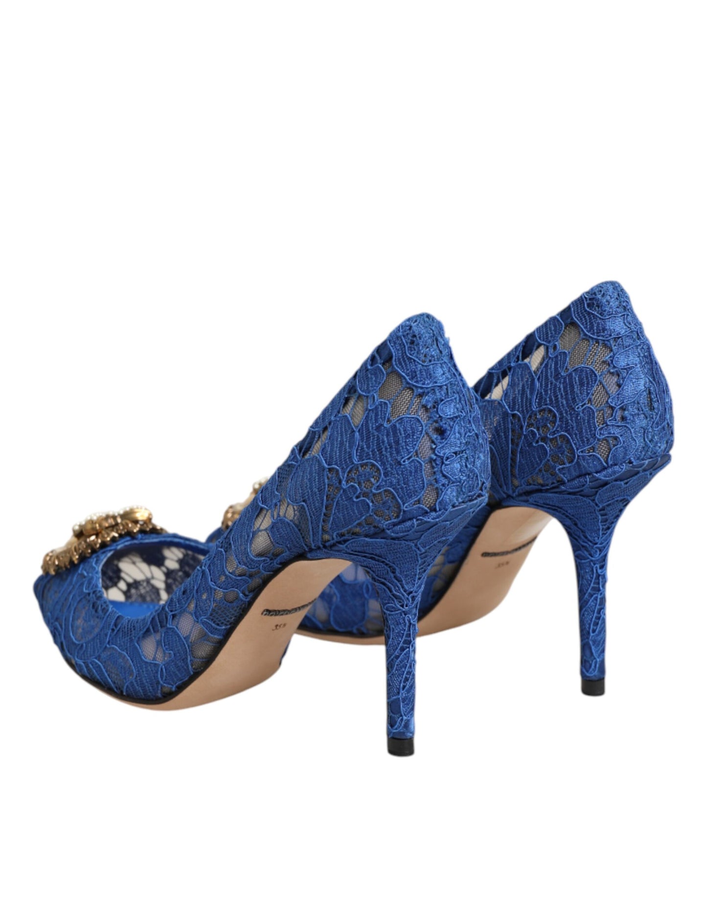 Dolce & Gabbana Blue Taormina Lace DEVOTION Pumps Shoes \ Curated Luxury Accessories by Orvyn