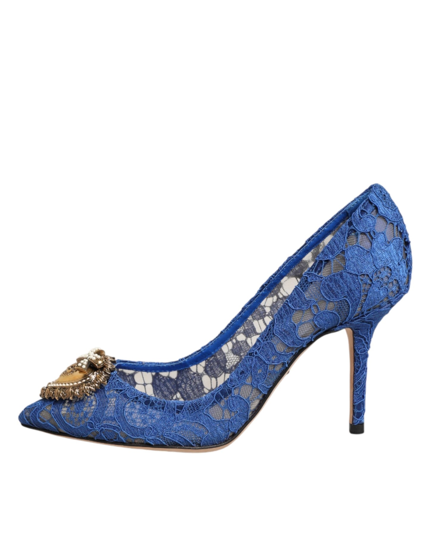 Dolce & Gabbana Blue Taormina Lace DEVOTION Pumps Shoes \ Curated Luxury Accessories by Orvyn