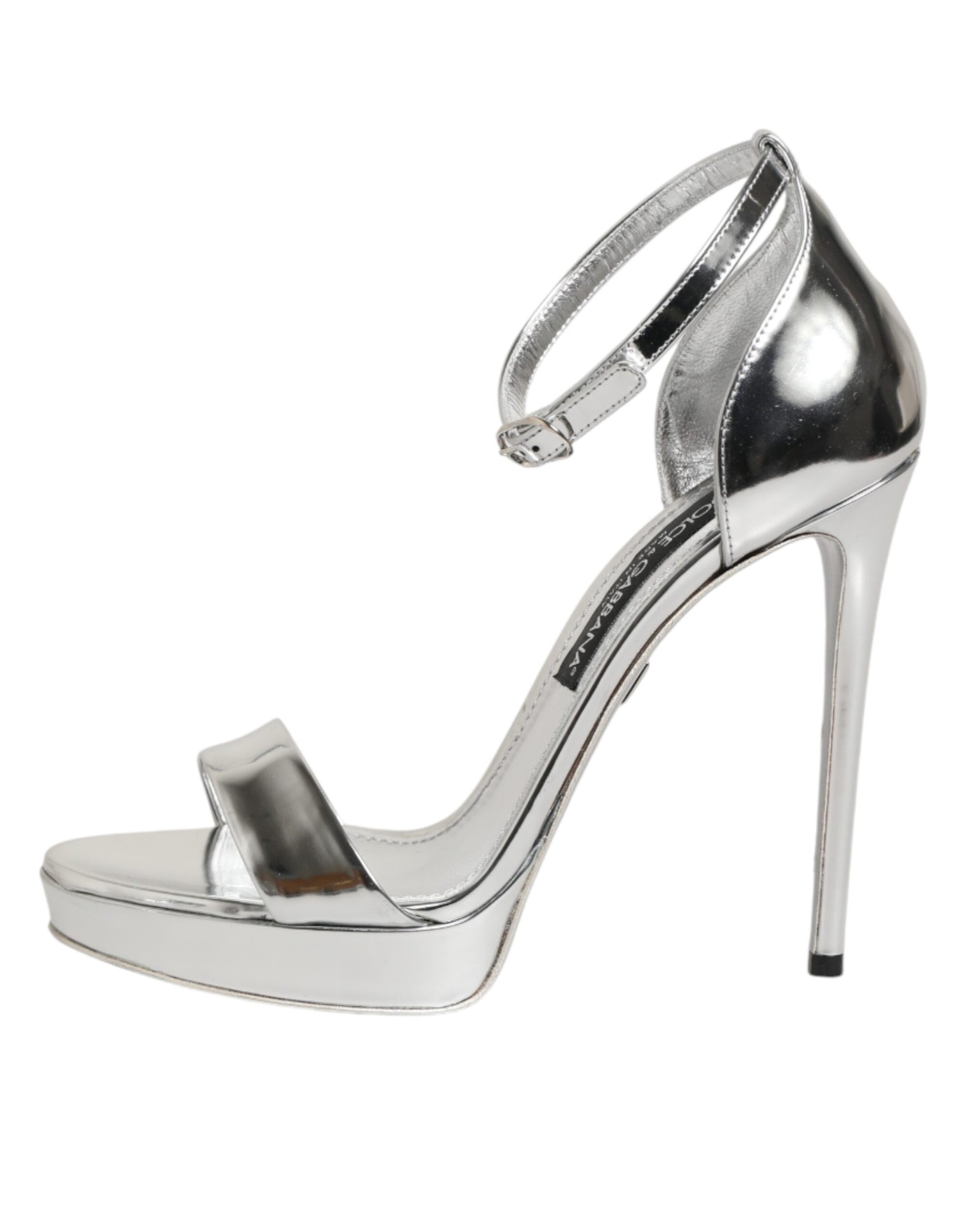 Dolce & Gabbana Silver Leather Platform Keira Sandals Shoes Curated Luxury Accessories by Orvyn