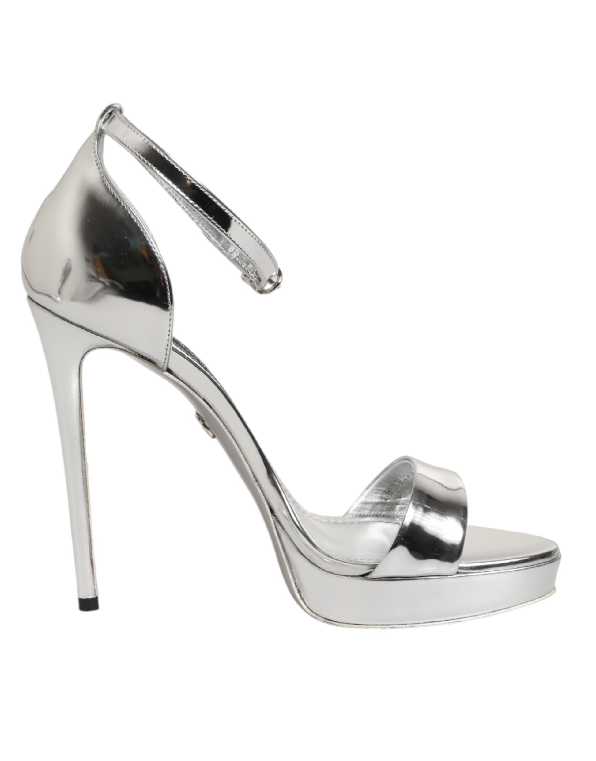 Dolce & Gabbana Silver Leather Platform Keira Sandals Shoes Curated Luxury Accessories by Orvyn