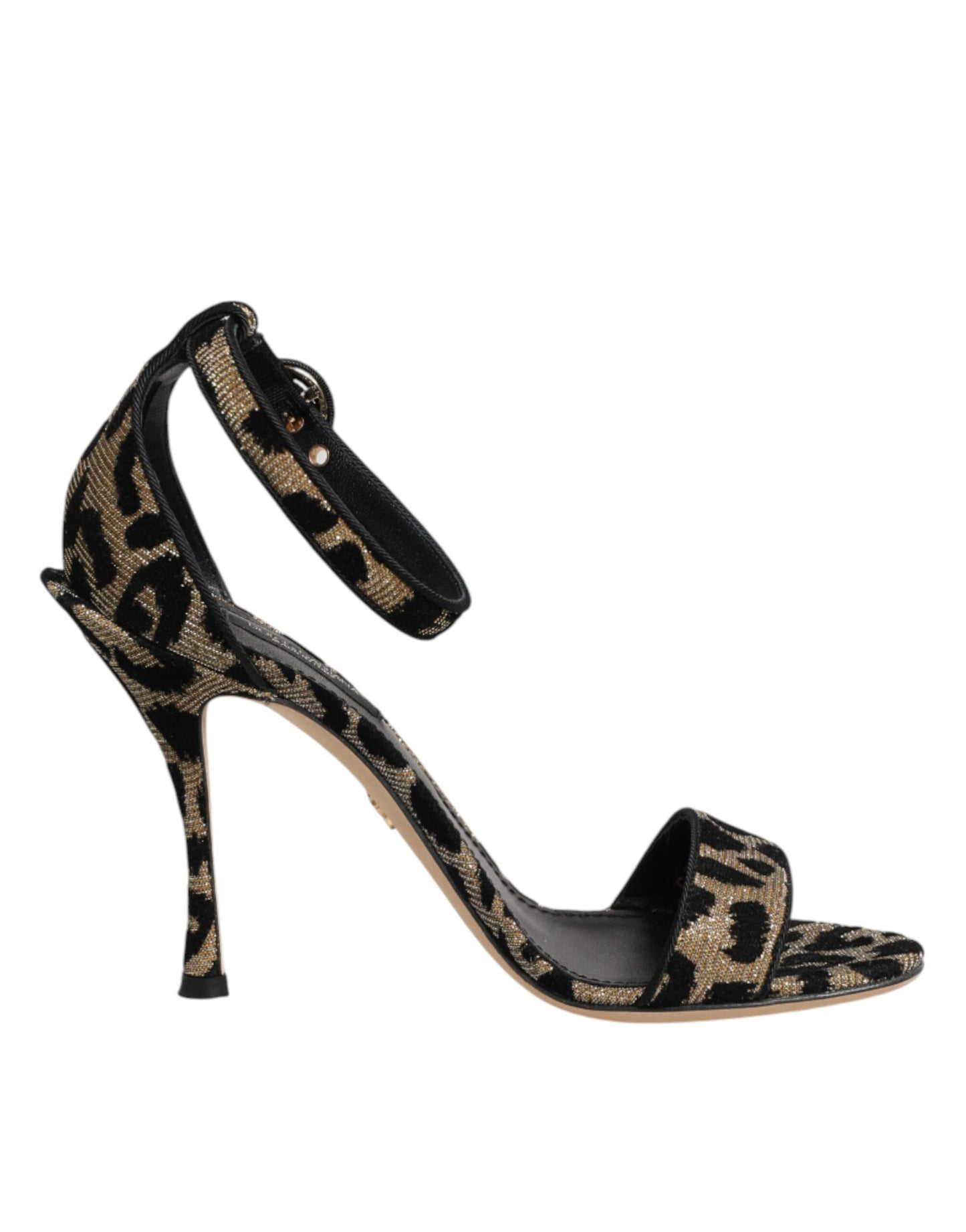 Dolce & Gabbana Gold Leopard Ankle Strap Heels Sandals Shoes Curated Luxury Accessories by Orvyn