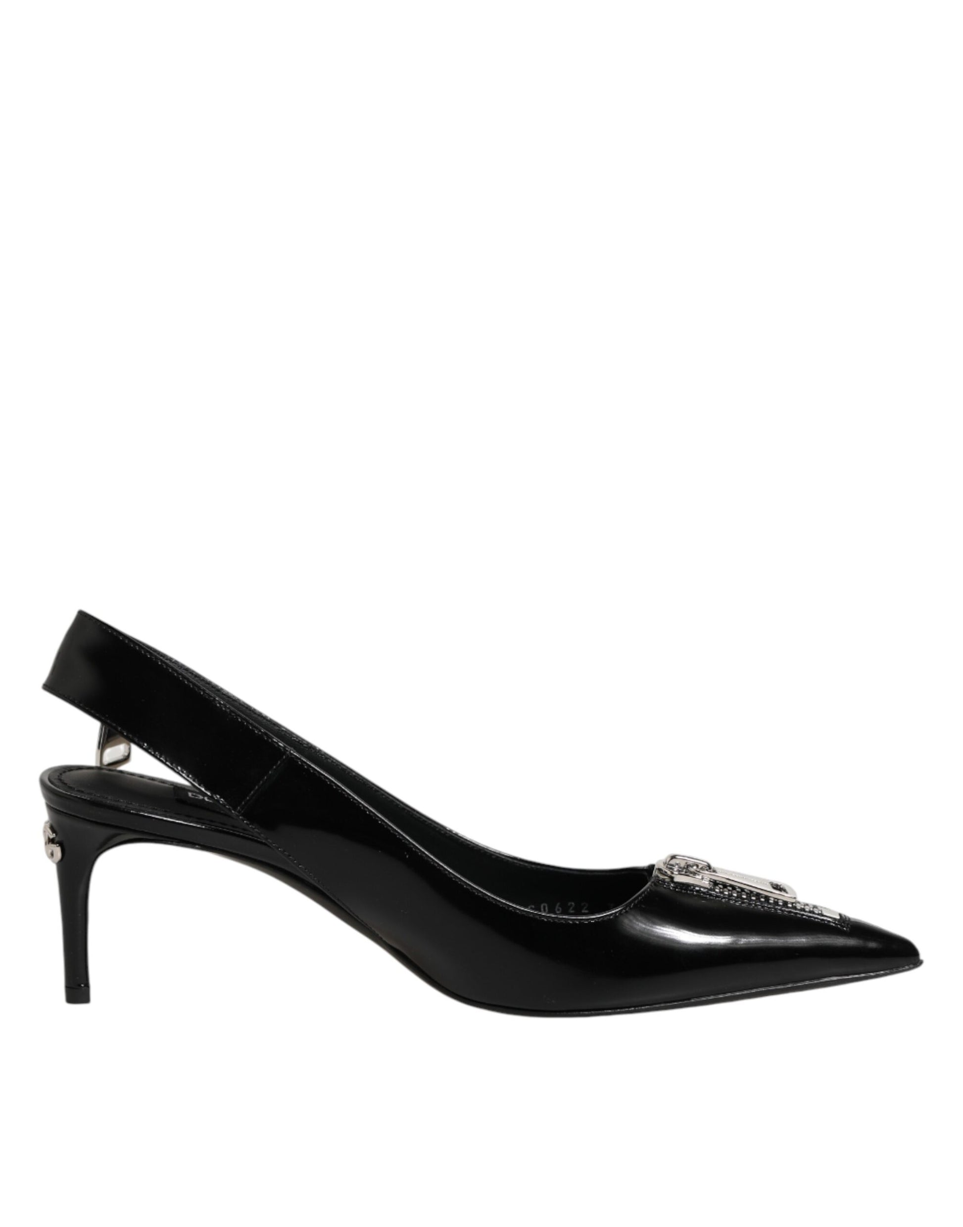 Dolce & Gabbana Black Zipper Leather Heels Slingbacks Shoes Curated Luxury Accessories by Orvyn