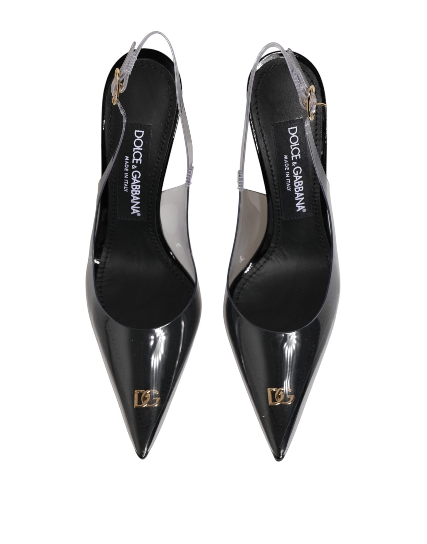 Dolce & Gabbana Black Leather Clear PVC Slingback Pumps Shoes Curated Luxury Accessories by Orvyn