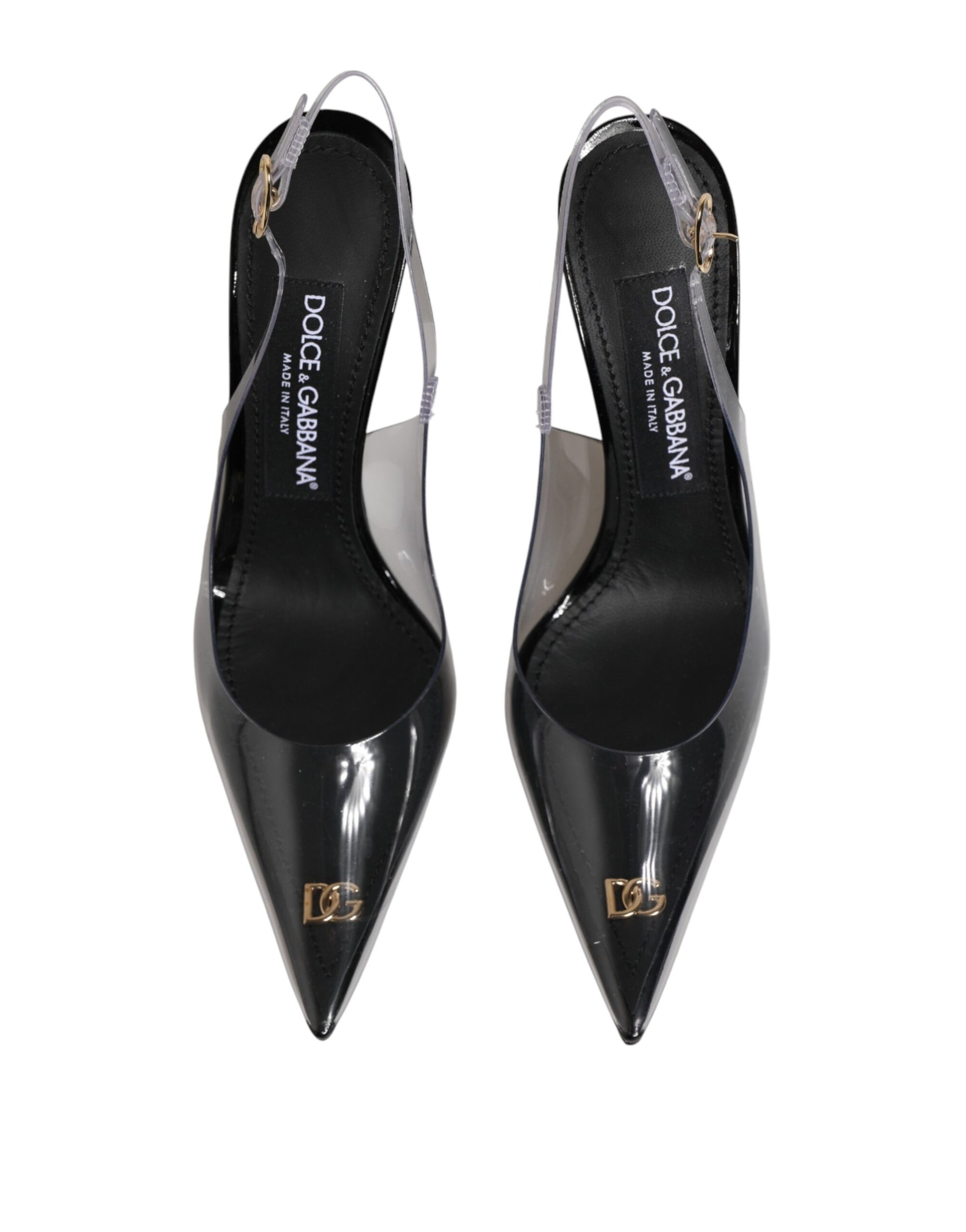 Dolce & Gabbana Black Leather Clear PVC Slingback Pumps Shoes Curated Luxury Accessories by Orvyn