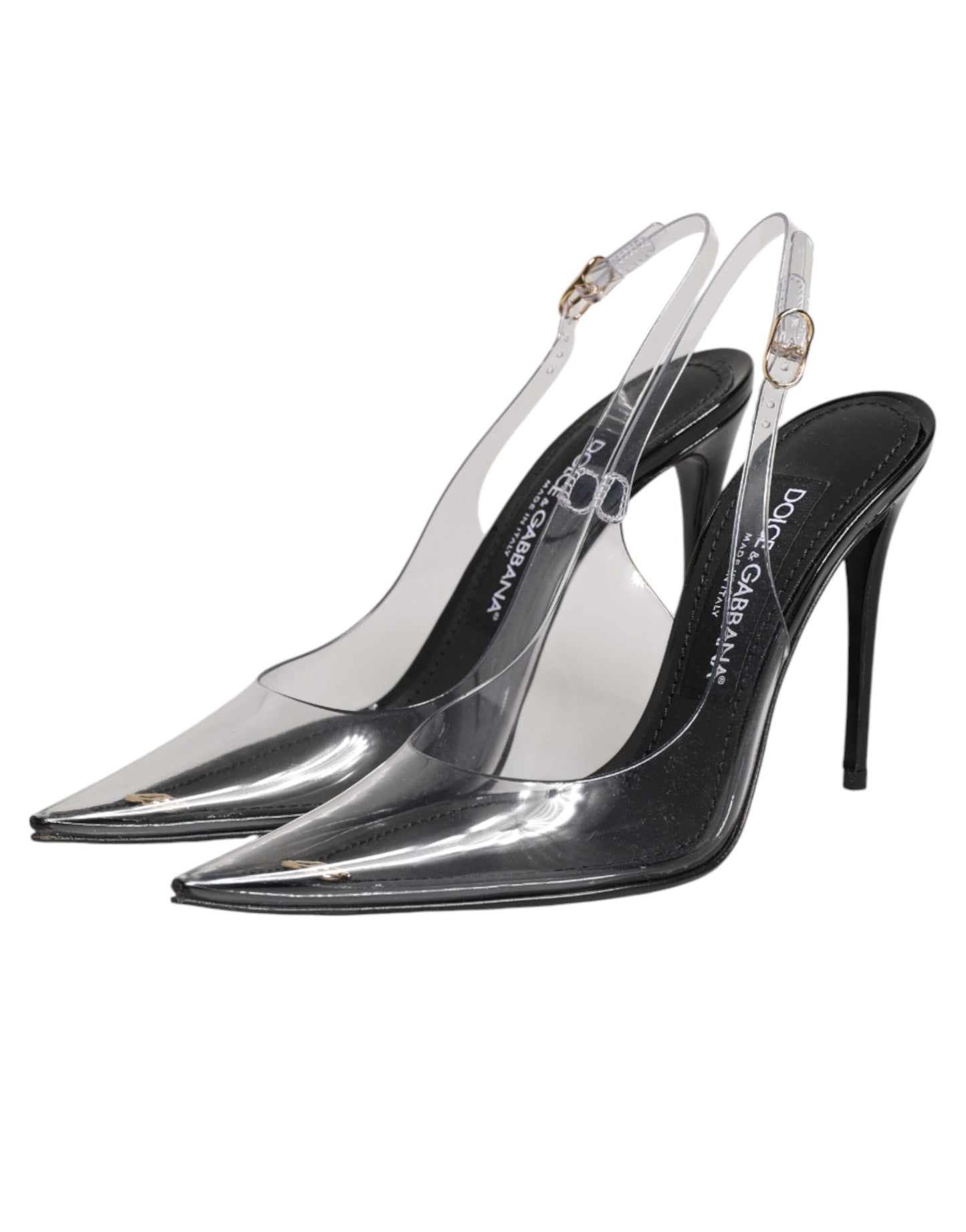 Dolce & Gabbana Black Leather Clear PVC Slingback Pumps Shoes Curated Luxury Accessories by Orvyn