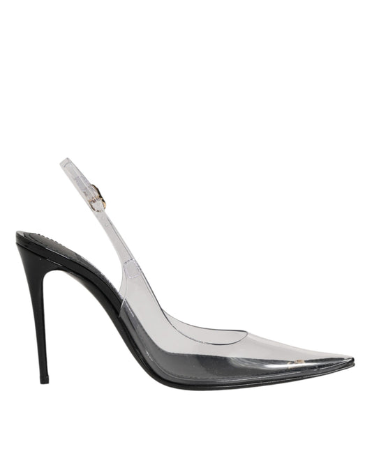 Dolce & Gabbana Black Leather Clear PVC Slingback Pumps Shoes Curated Luxury Accessories by Orvyn