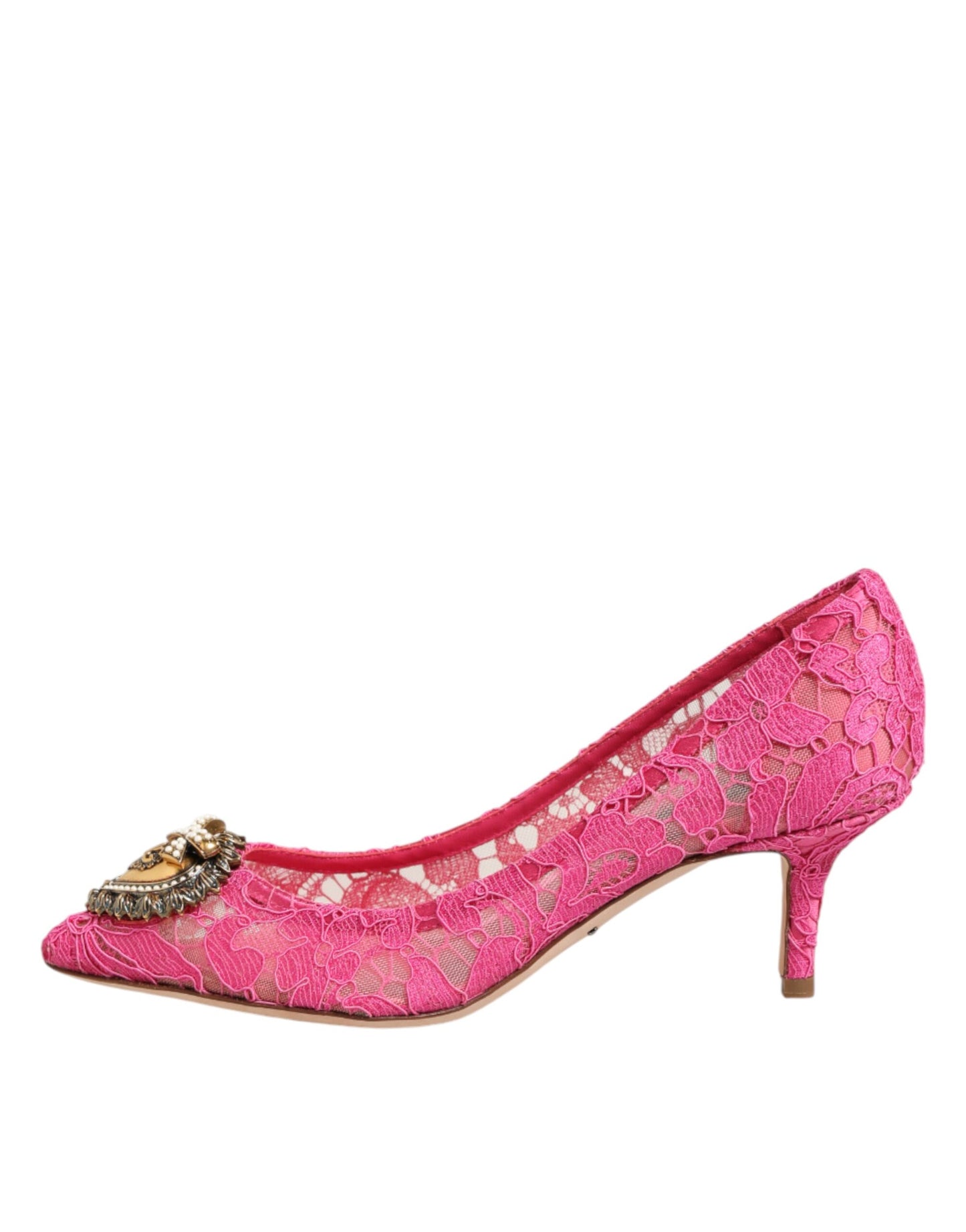 Dolce & Gabbana Pink Taormina Lace DEVOTION Pumps Shoes Curated Luxury Accessories by Orvyn