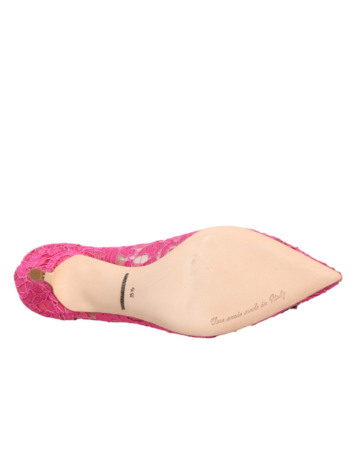 Dolce & Gabbana Pink Taormina Lace DEVOTION Pumps Shoes Curated Luxury Accessories by Orvyn