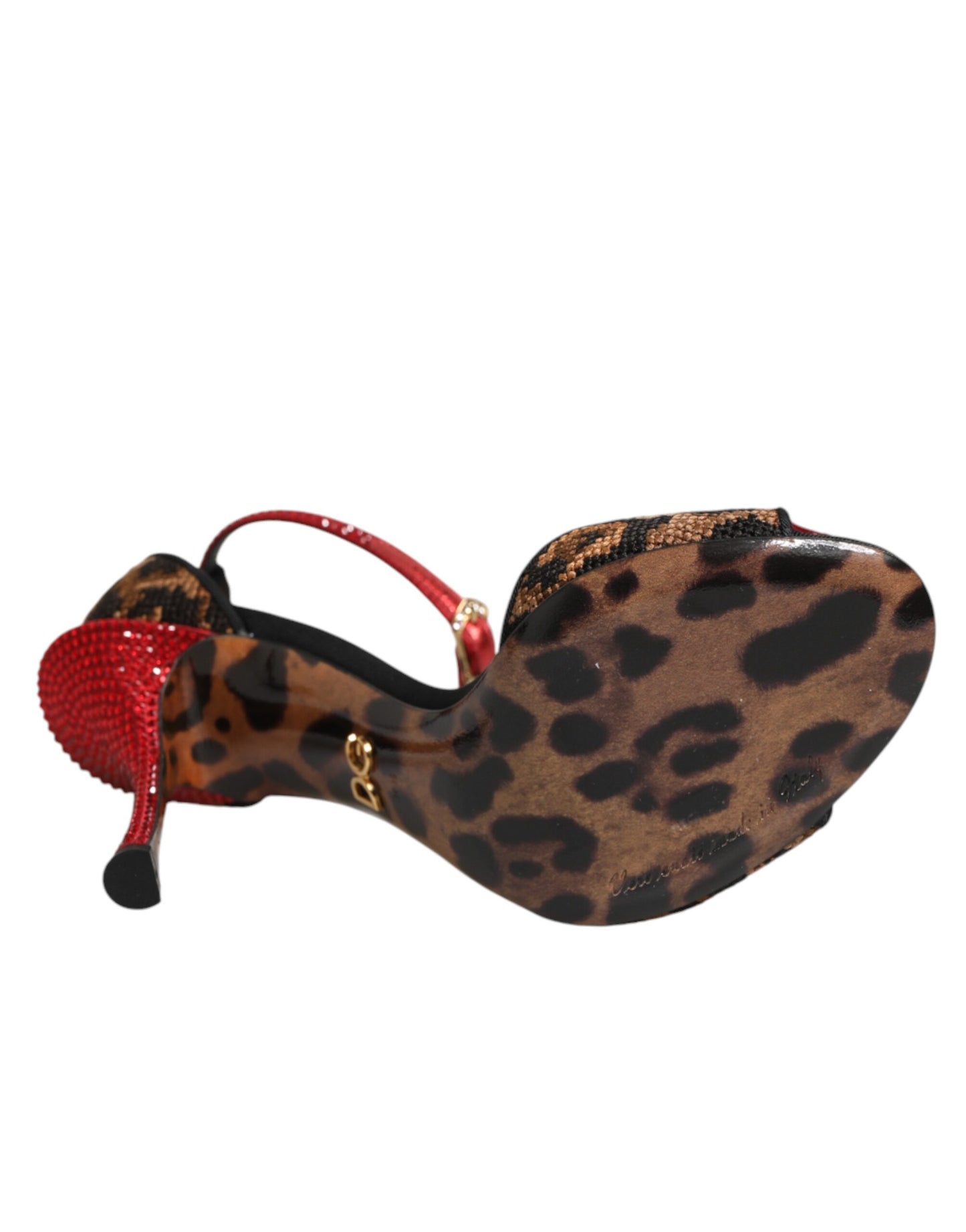 Dolce & Gabbana Brown Leopard Crystal Roses Sandals Shoes Curated Luxury Accessories by Orvyn