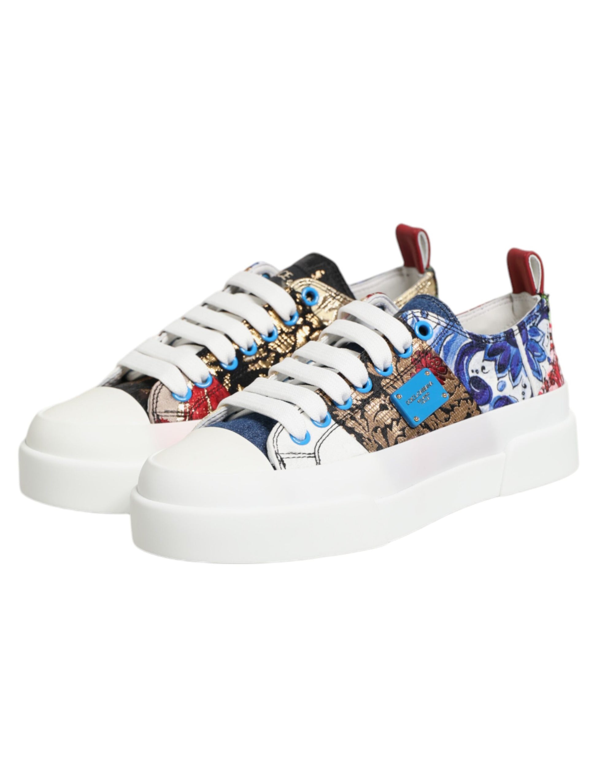 Dolce & Gabbana Multicolor Patchwork Low Top Sneakers Shoes Curated Luxury Accessories by Orvyn