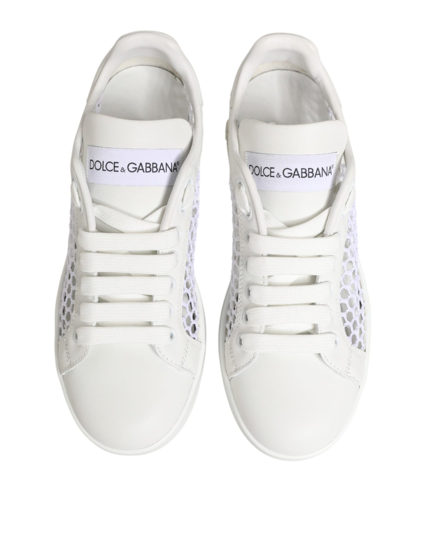 Dolce & Gabbana White Mesh Inserts Low Top Sneakers Shoes Curated Luxury Accessories by Orvyn