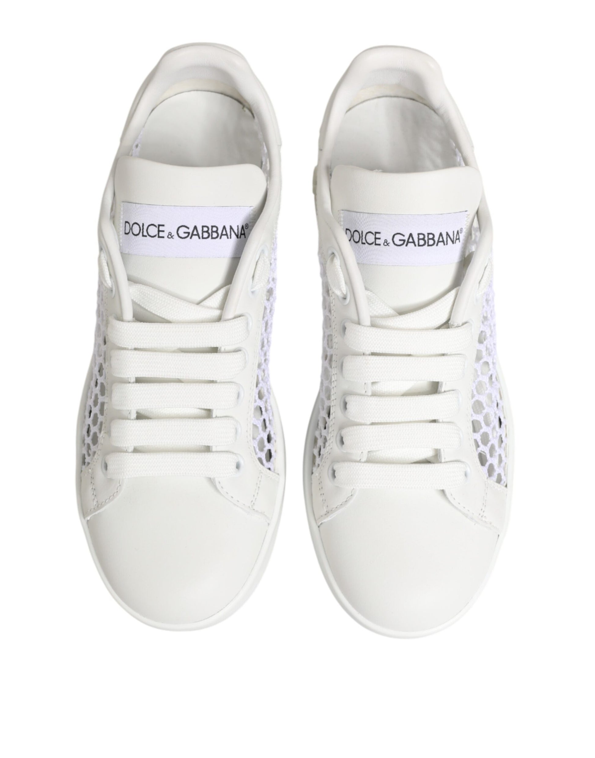 Dolce & Gabbana White Mesh Inserts Low Top Sneakers Shoes Curated Luxury Accessories by Orvyn