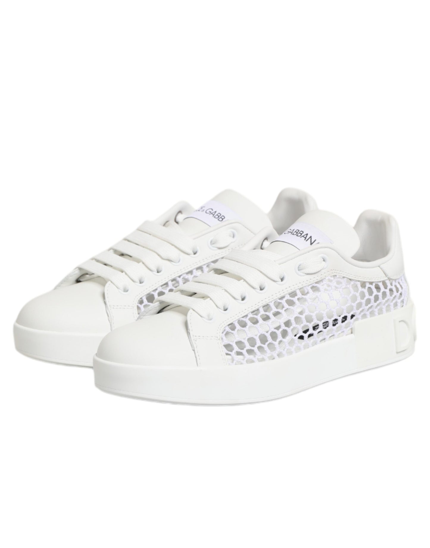 Dolce & Gabbana White Mesh Inserts Low Top Sneakers Shoes Curated Luxury Accessories by Orvyn