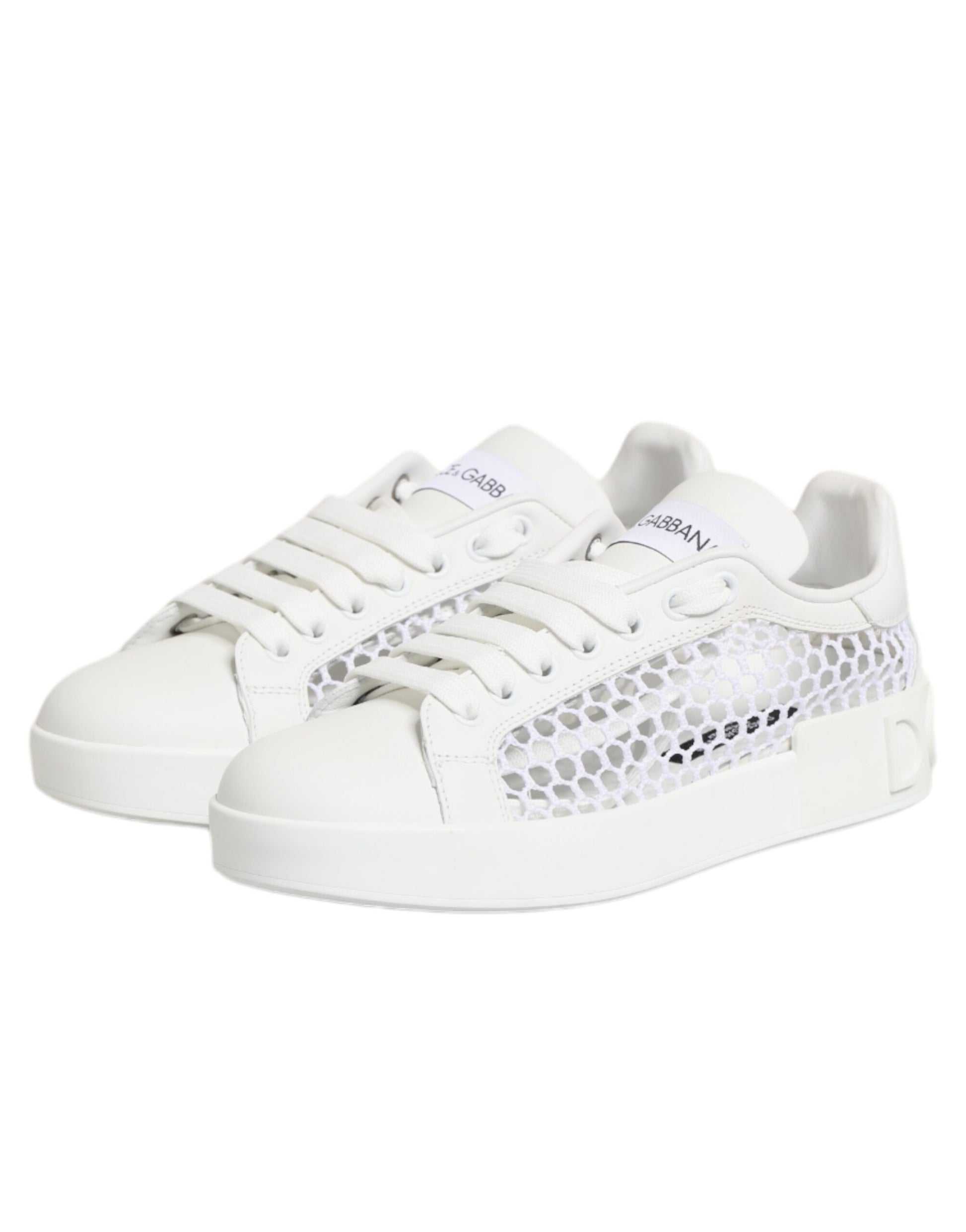 Dolce & Gabbana White Mesh Inserts Low Top Sneakers Shoes Curated Luxury Accessories by Orvyn