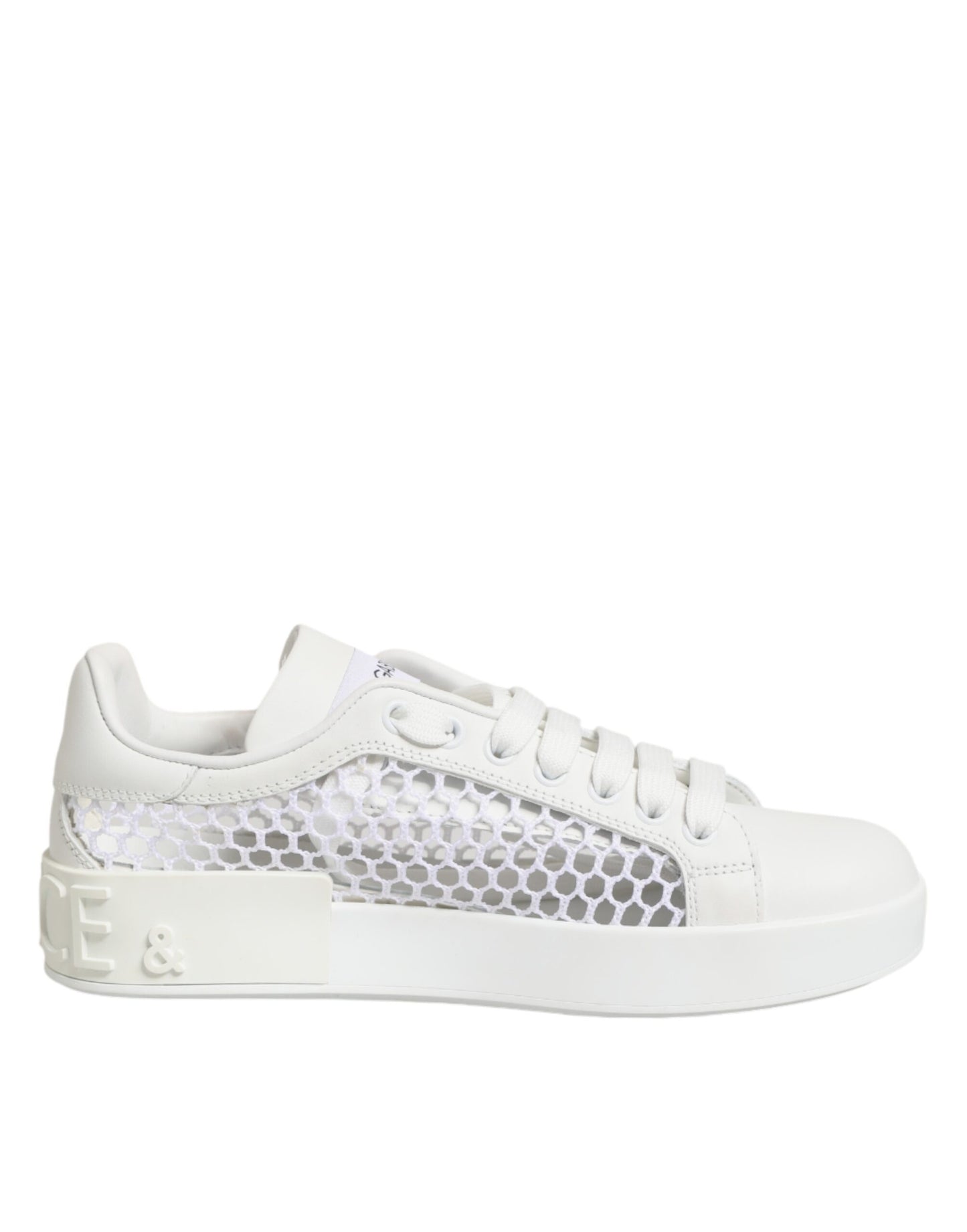 Dolce & Gabbana White Mesh Inserts Low Top Sneakers Shoes Curated Luxury Accessories by Orvyn