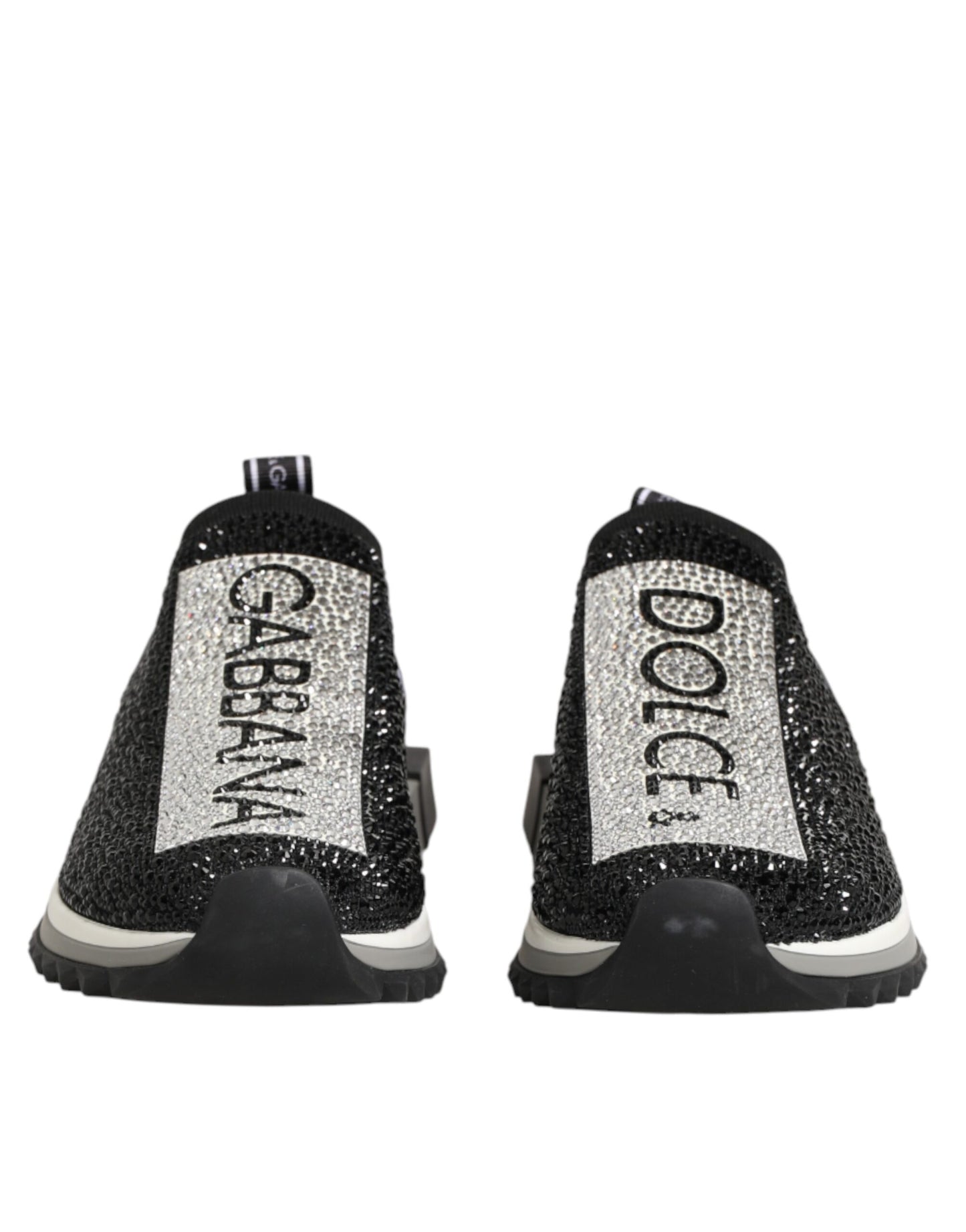 Dolce & Gabbana Black Silver Slip On Sorrento Sneakers Shoes Curated Luxury Accessories by Orvyn