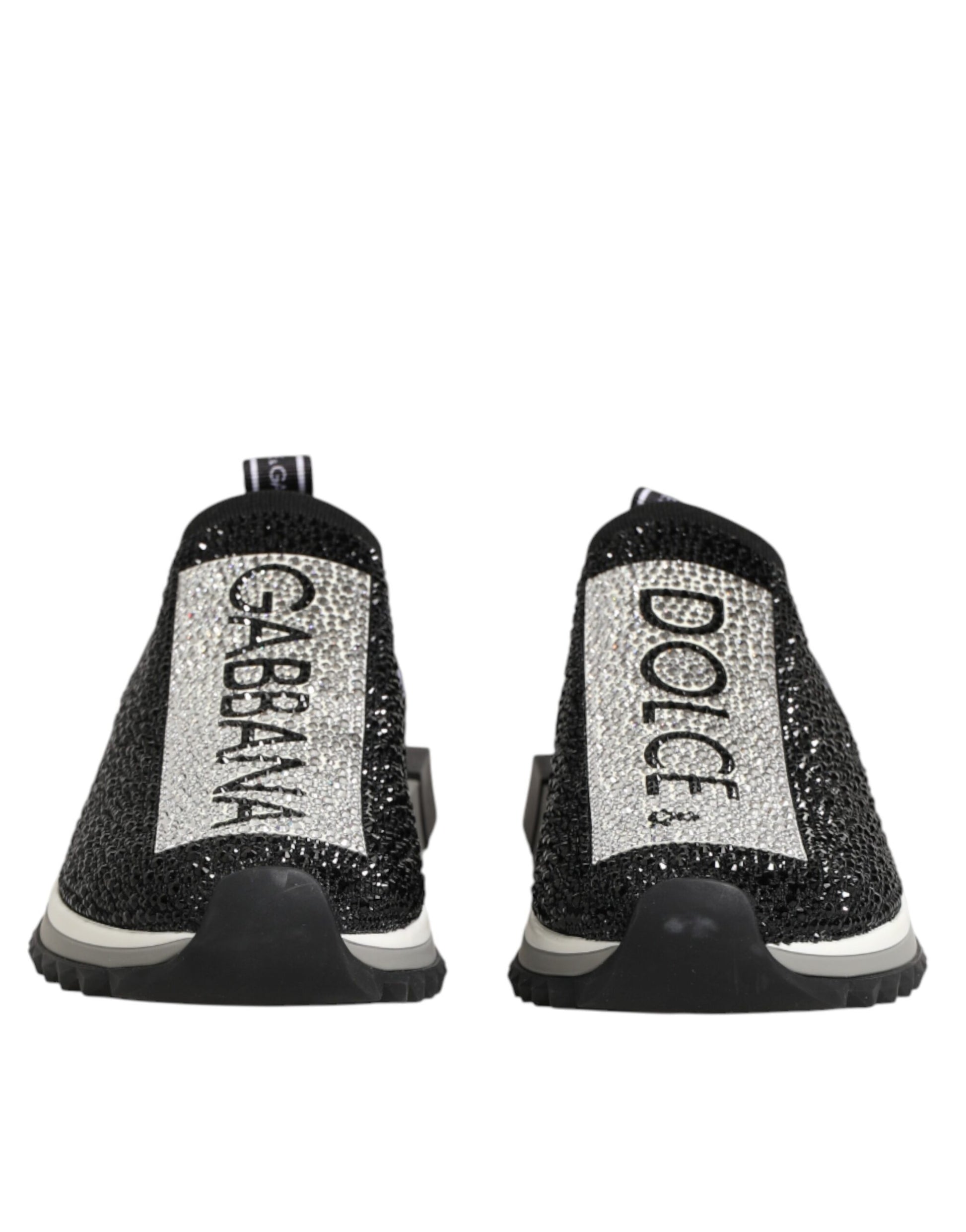 Dolce & Gabbana Black Silver Slip On Sorrento Sneakers Shoes Curated Luxury Accessories by Orvyn