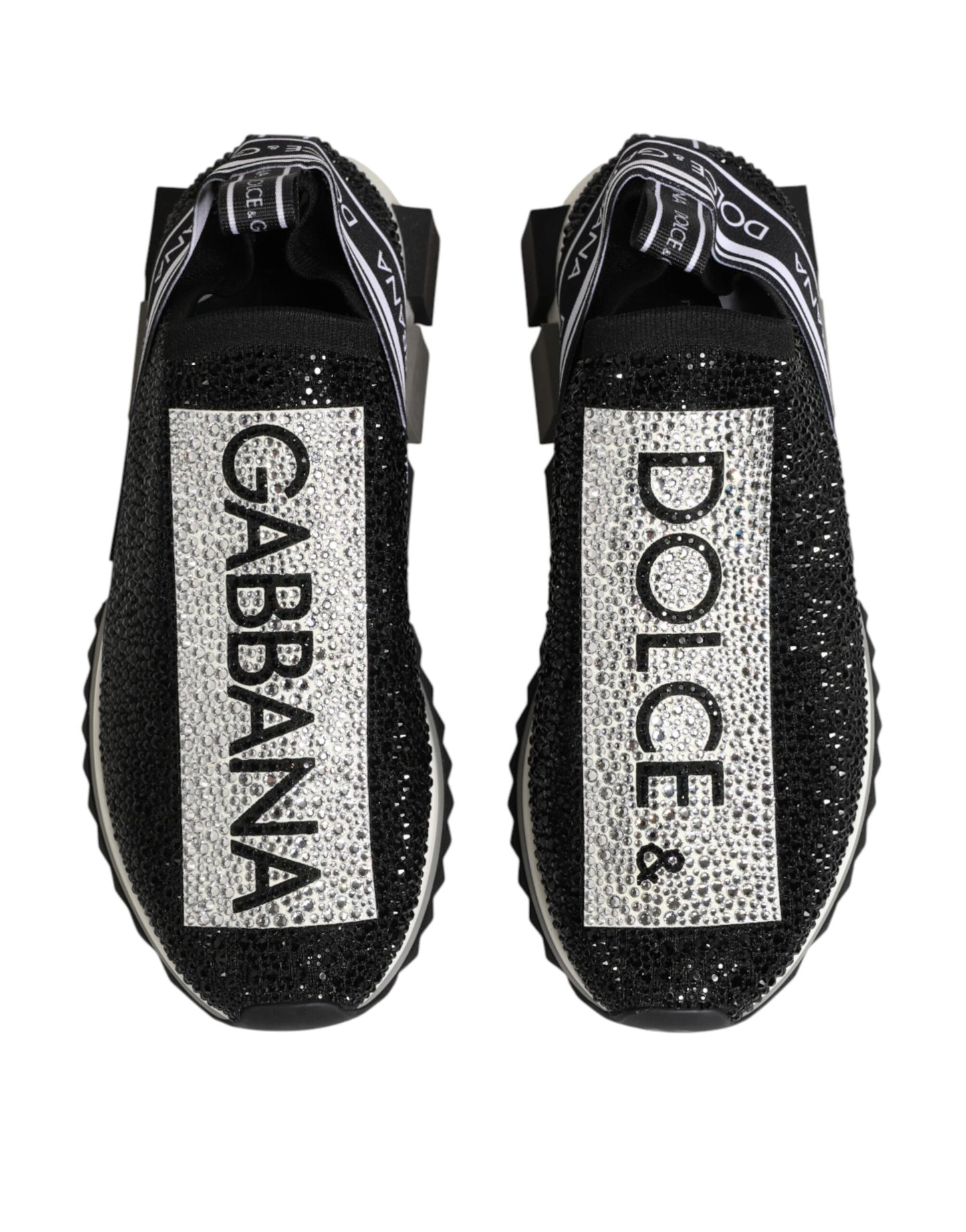 Dolce & Gabbana Black Silver Slip On Sorrento Sneakers Shoes Curated Luxury Accessories by Orvyn
