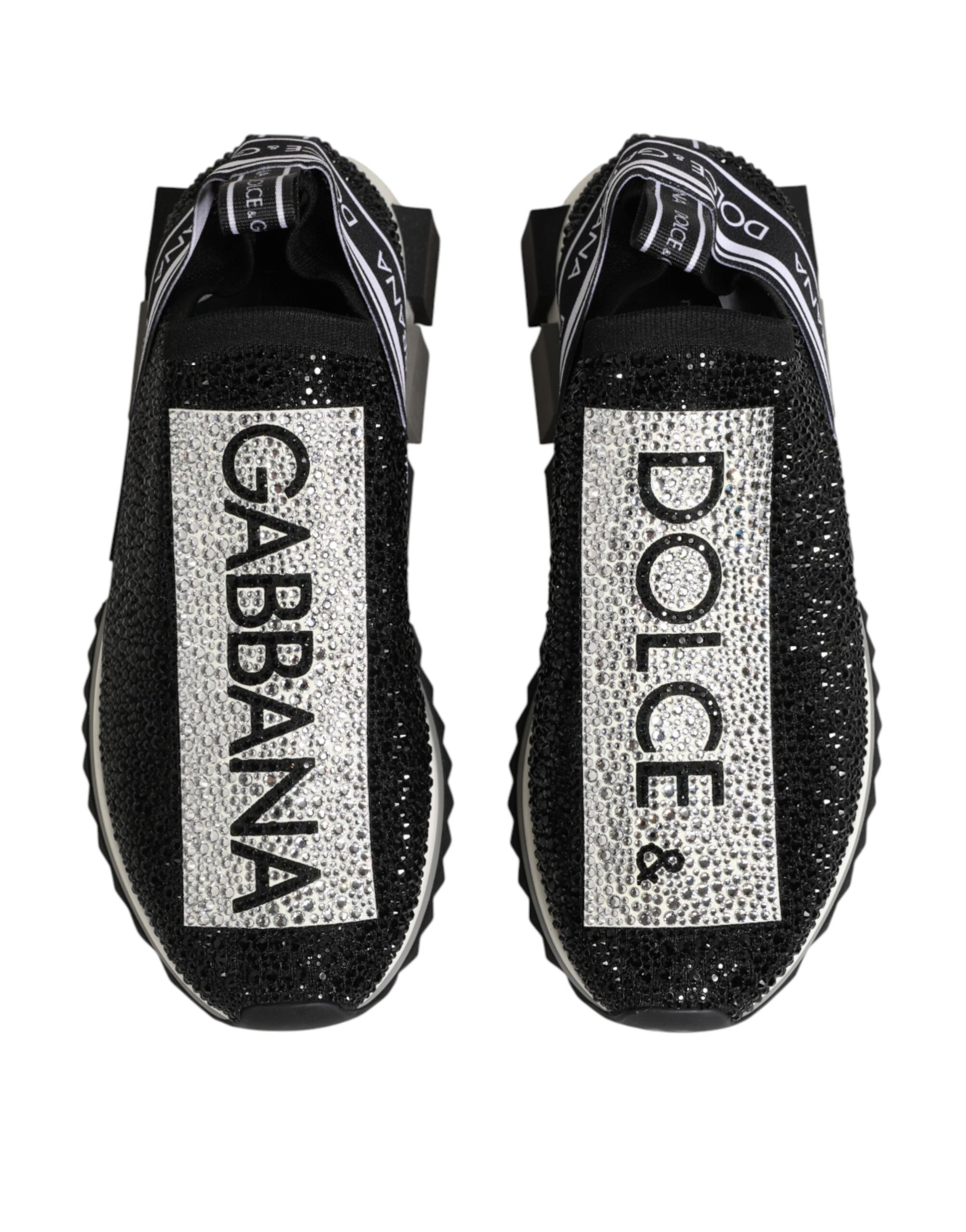 Dolce & Gabbana Black Silver Slip On Sorrento Sneakers Shoes Curated Luxury Accessories by Orvyn