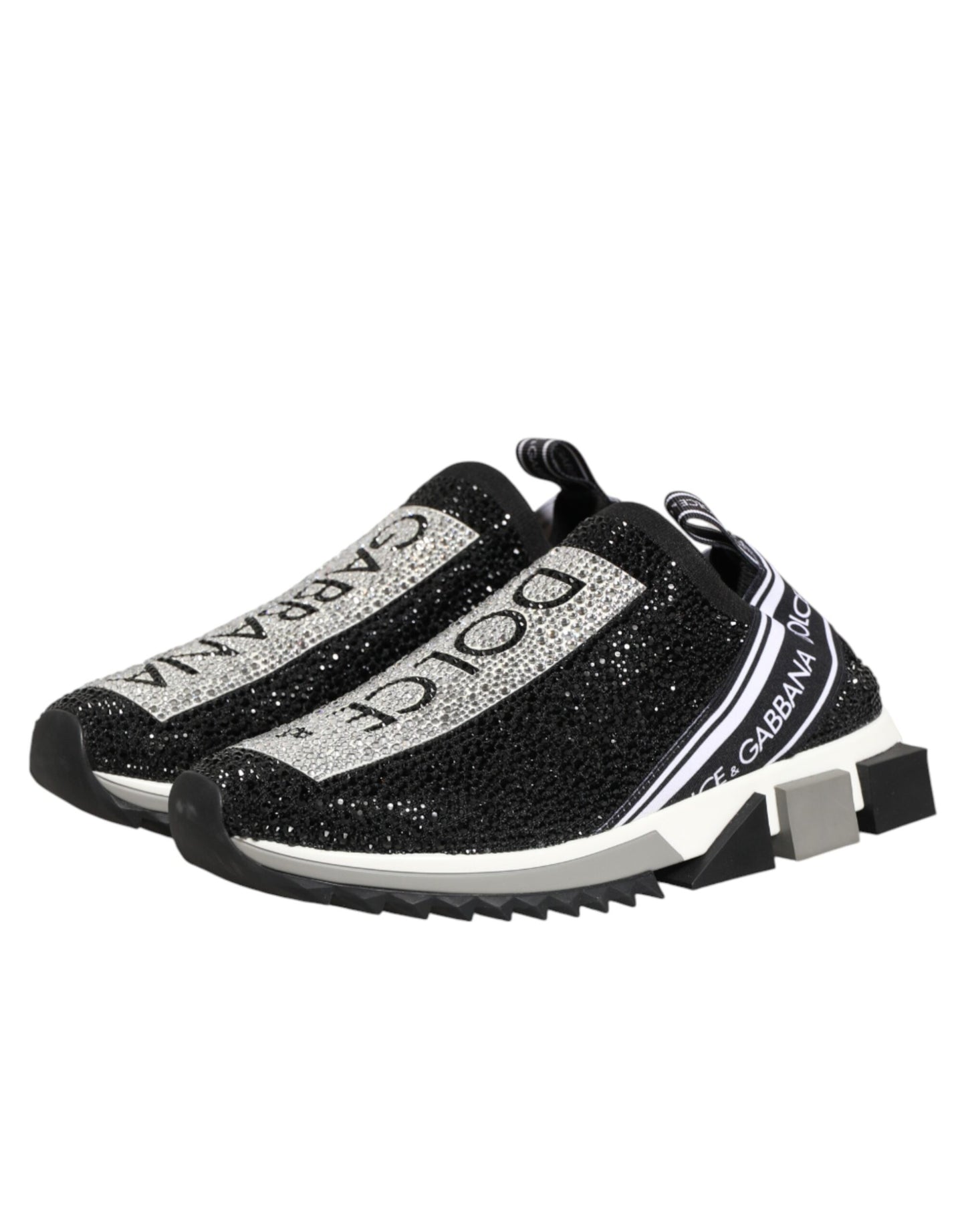 Dolce & Gabbana Black Silver Slip On Sorrento Sneakers Shoes Curated Luxury Accessories by Orvyn