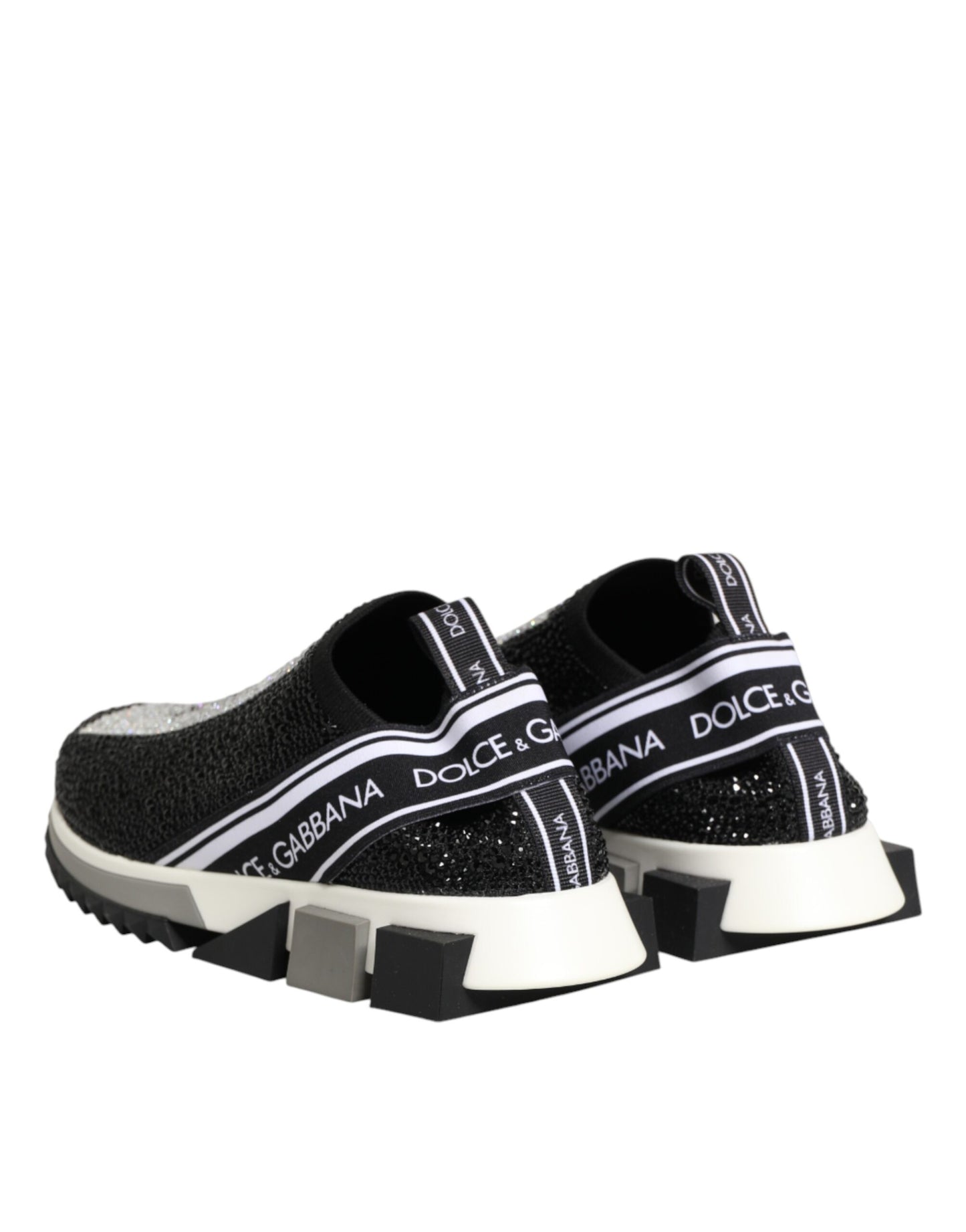 Dolce & Gabbana Black Silver Slip On Sorrento Sneakers Shoes Curated Luxury Accessories by Orvyn