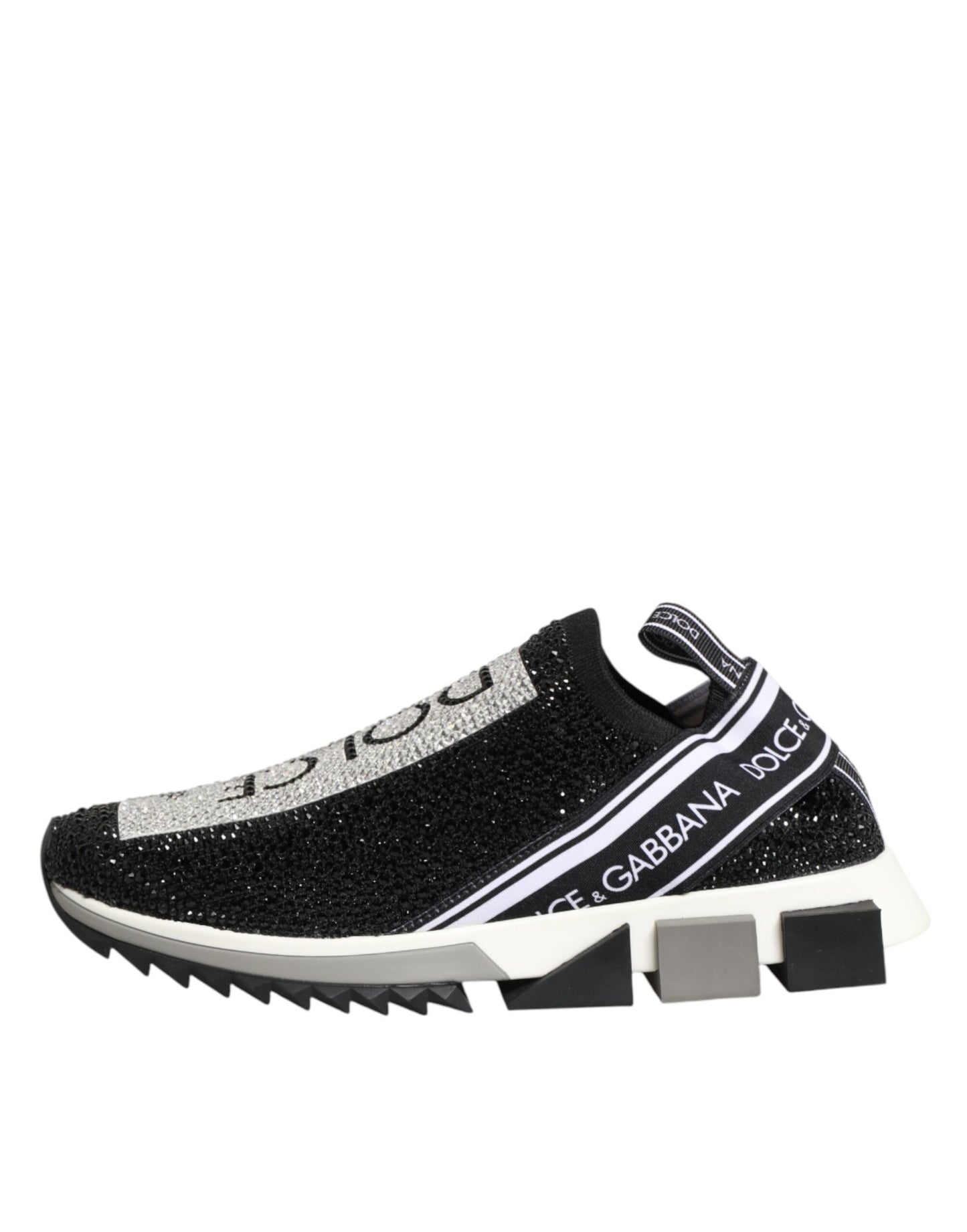 Dolce & Gabbana Black Silver Slip On Sorrento Sneakers Shoes Curated Luxury Accessories by Orvyn